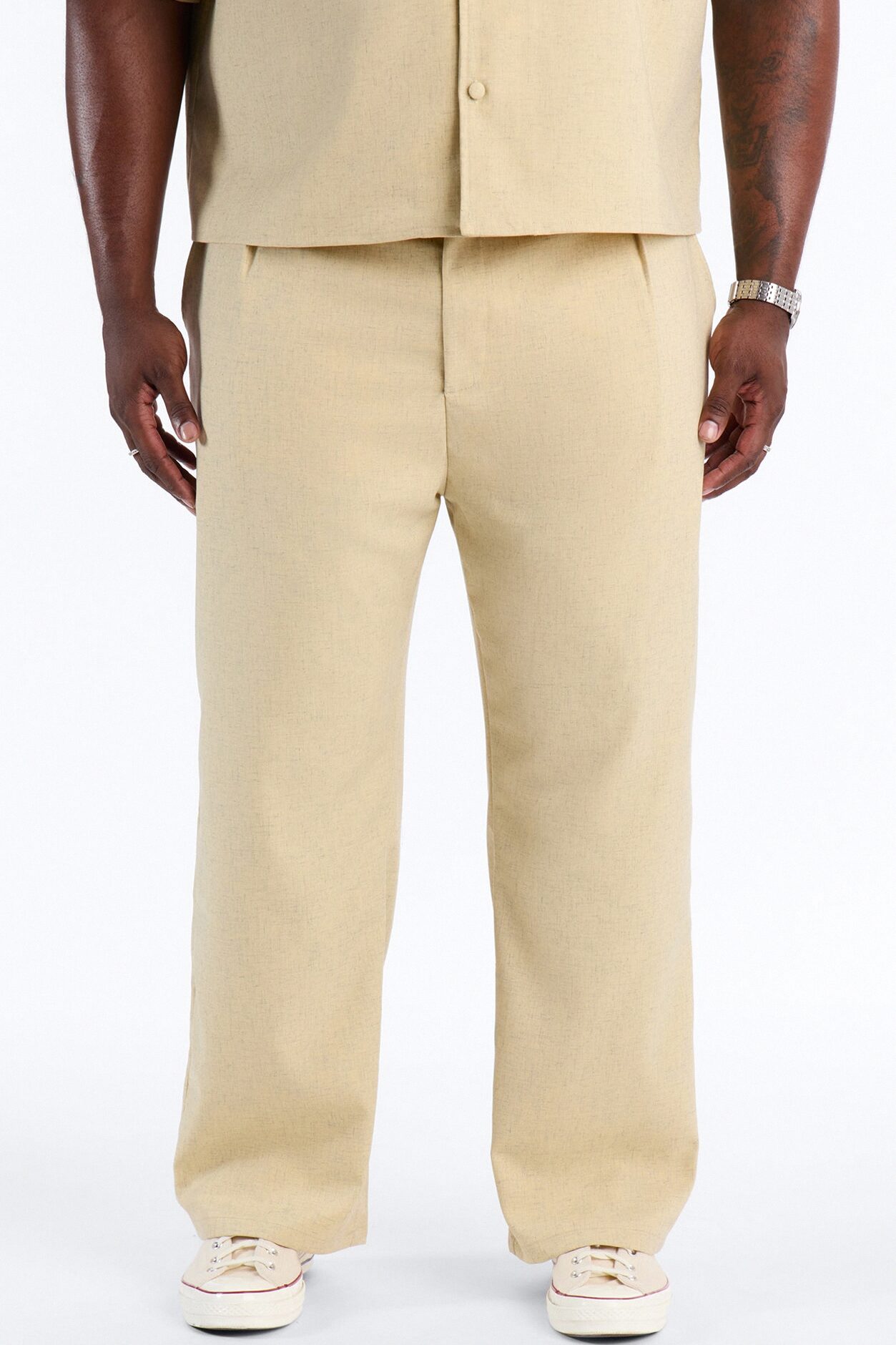 Maison Tailored Textured Straight Pant - Stone