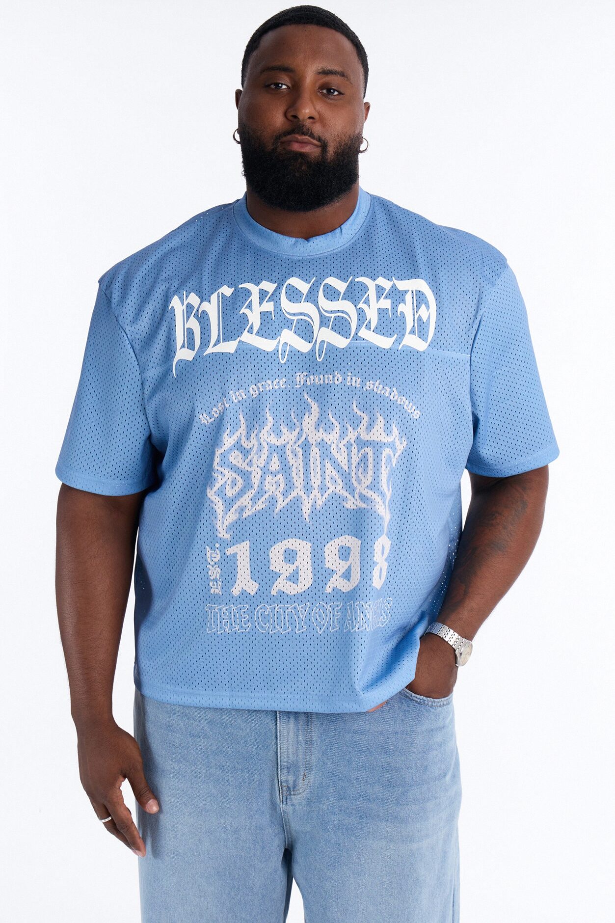 Blessed Mesh Jersey Short Sleeve - Blue
