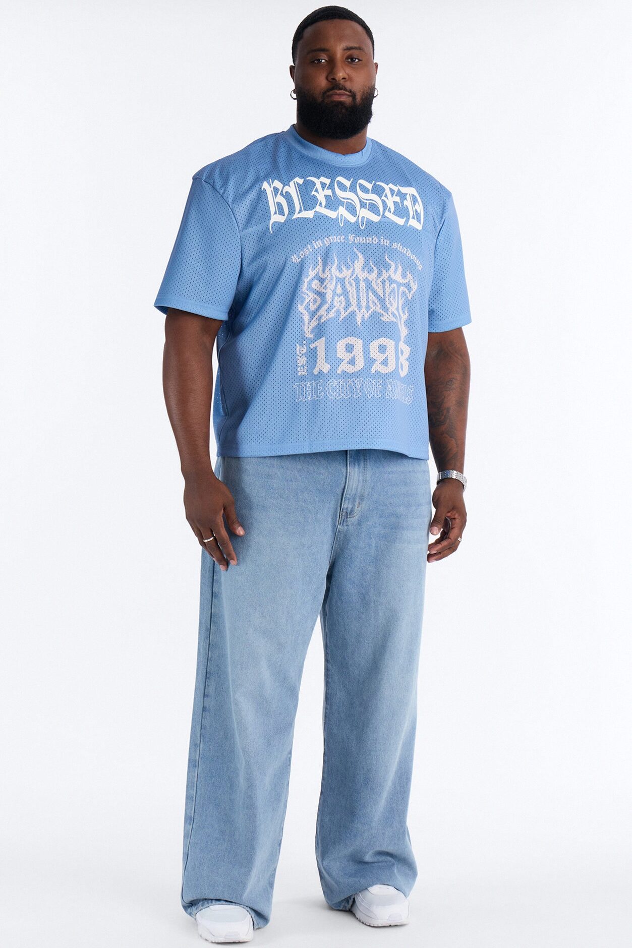 Blessed Mesh Jersey Short Sleeve - Blue