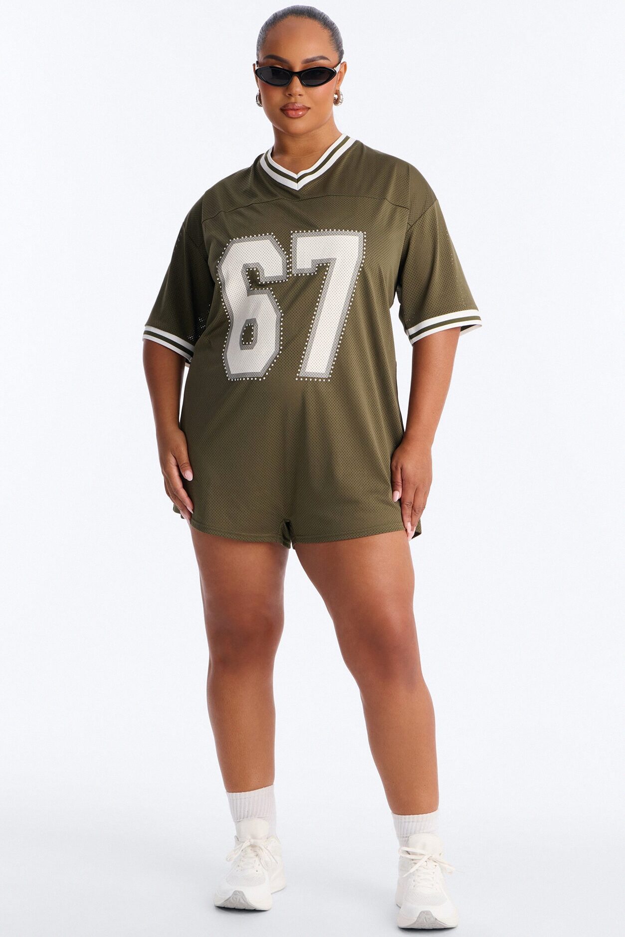 Sport Mode Jersey Mesh Romper - Olive