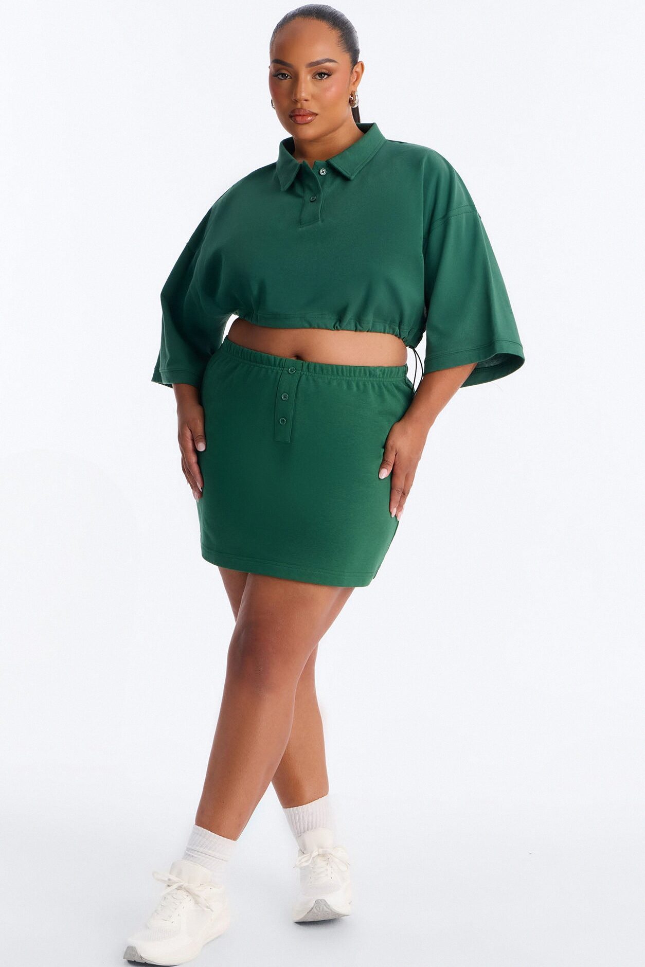 Bella French Terry Mini Skirt Set - Hunter