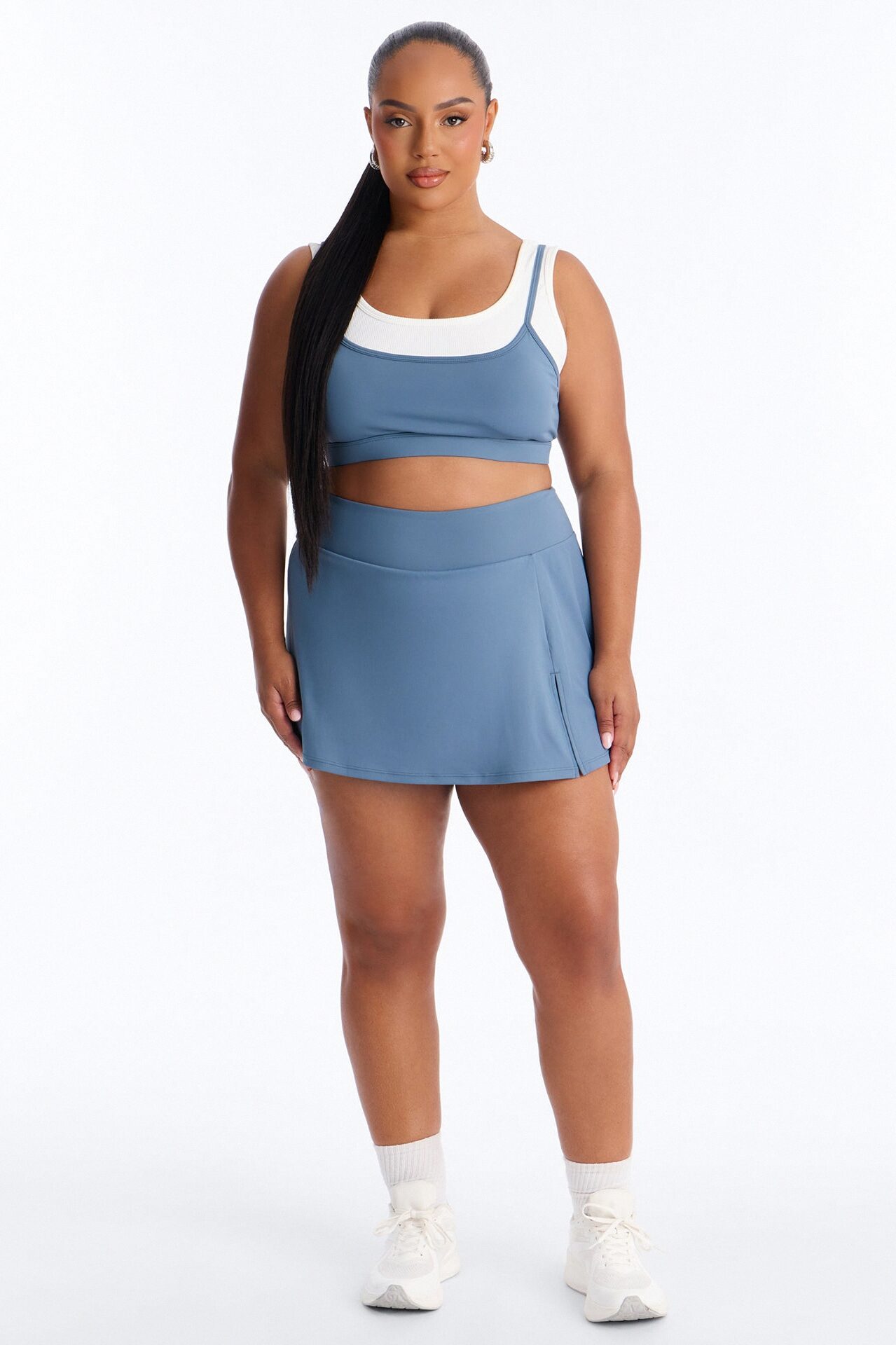 Lola Active Layered Sports Bra Skirt Set - Slate Blue