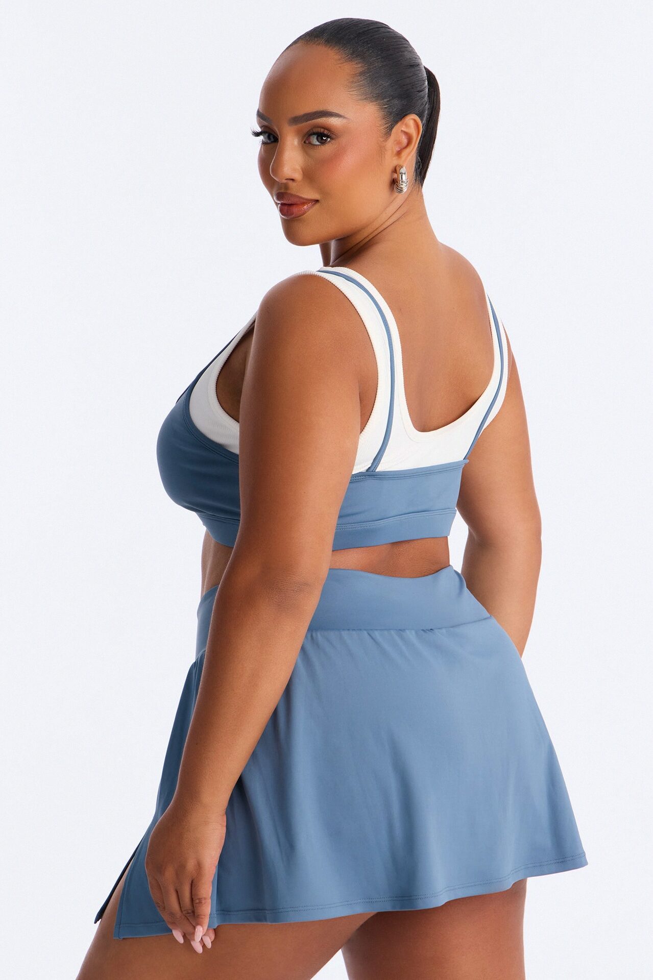 Lola Active Layered Sports Bra Skirt Set - Slate Blue