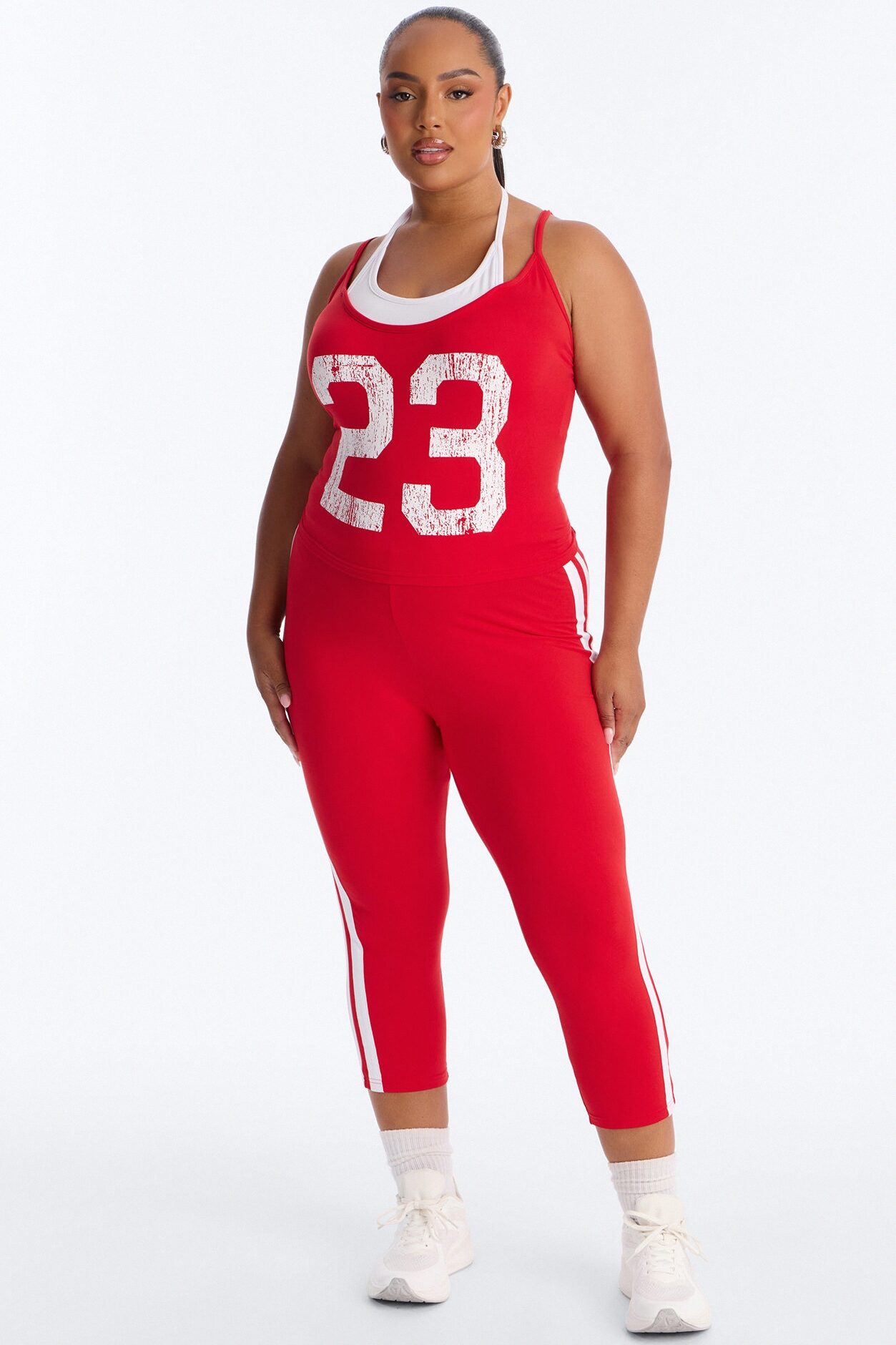 Hot Player 23 Capri Legging Set - Red/White