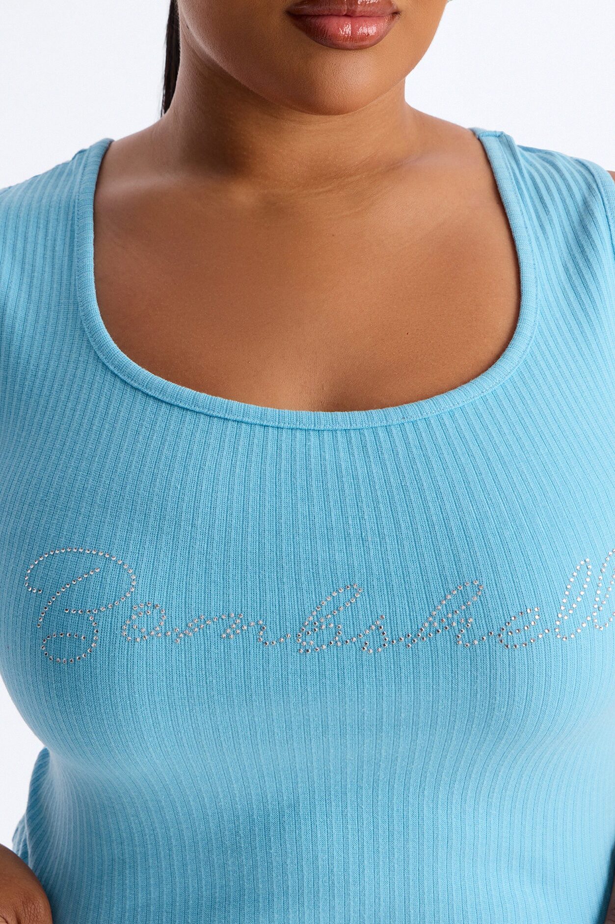 Bombshell Fold Over Waist Short Set - Light Blue
