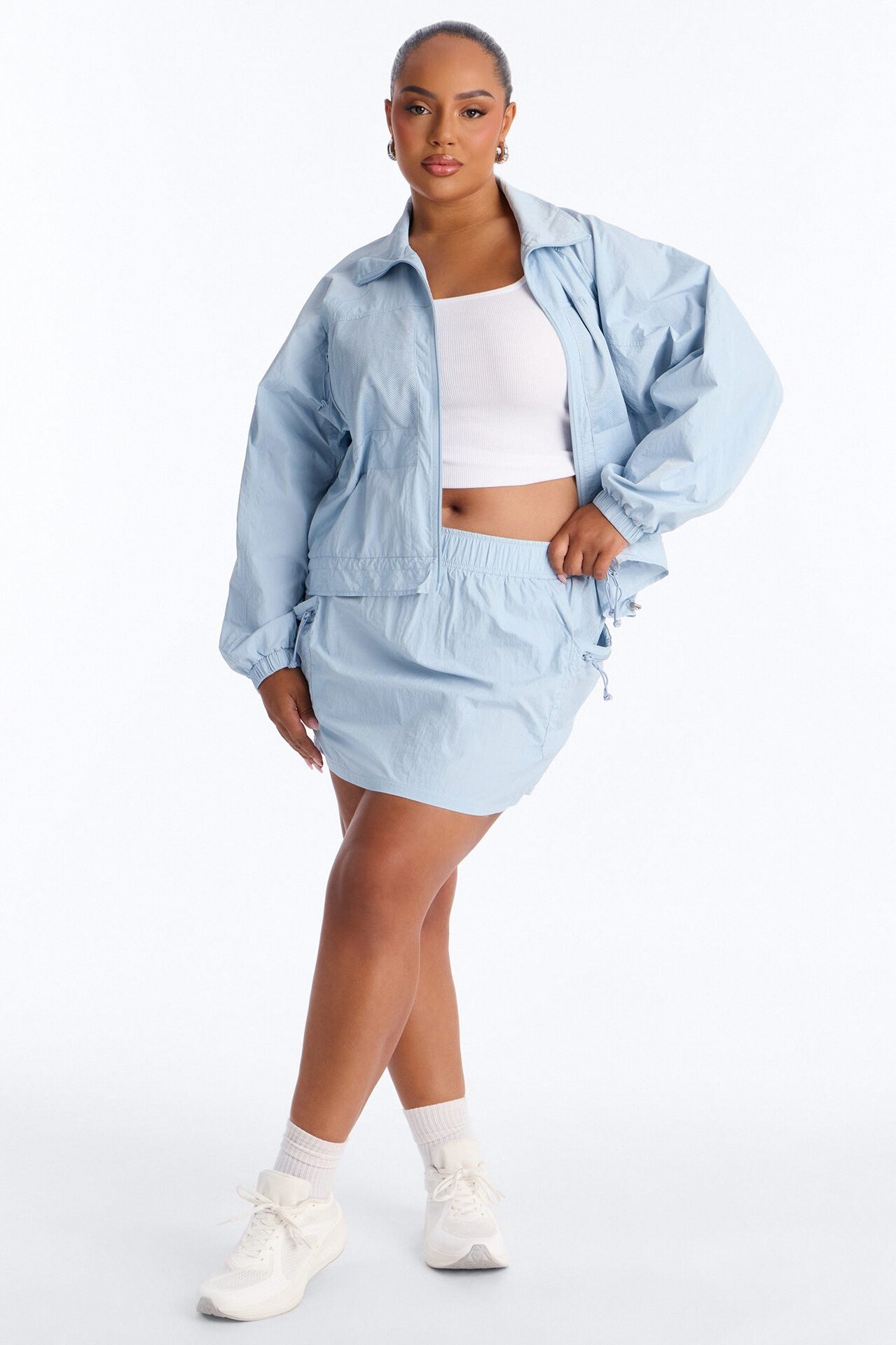 Stay Cool Cropped Windbreaker Jacket - Blue