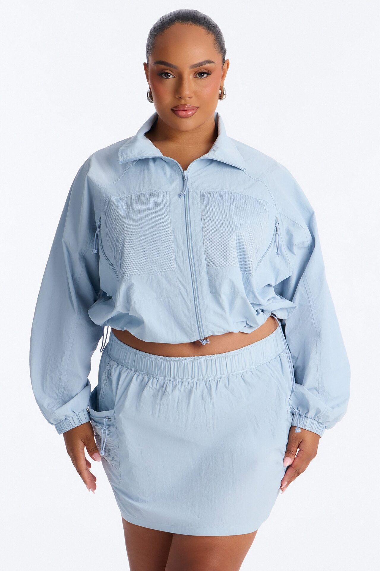 Stay Cool Cropped Windbreaker Jacket - Blue