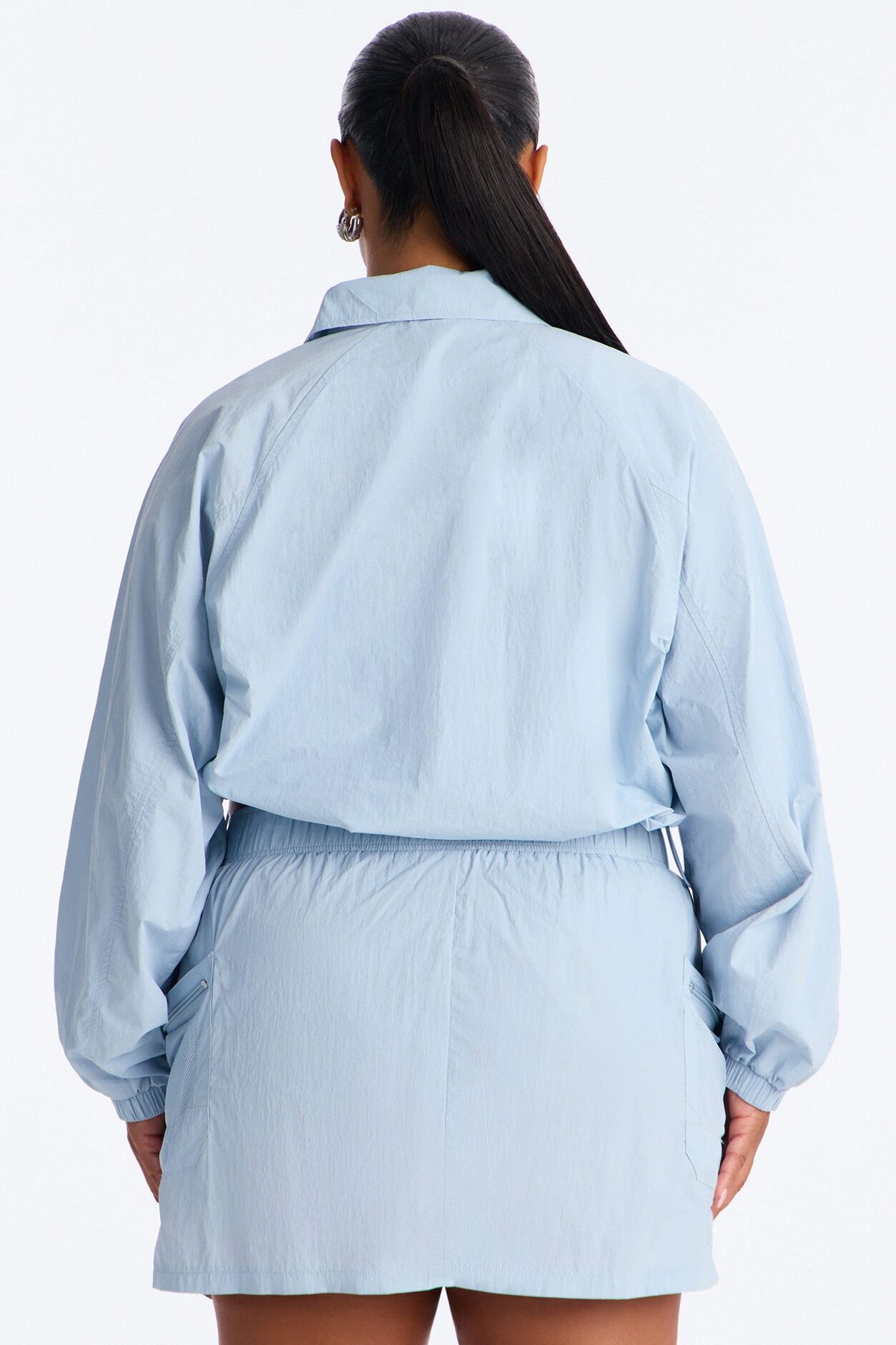 Stay Cool Cropped Windbreaker Jacket - Blue