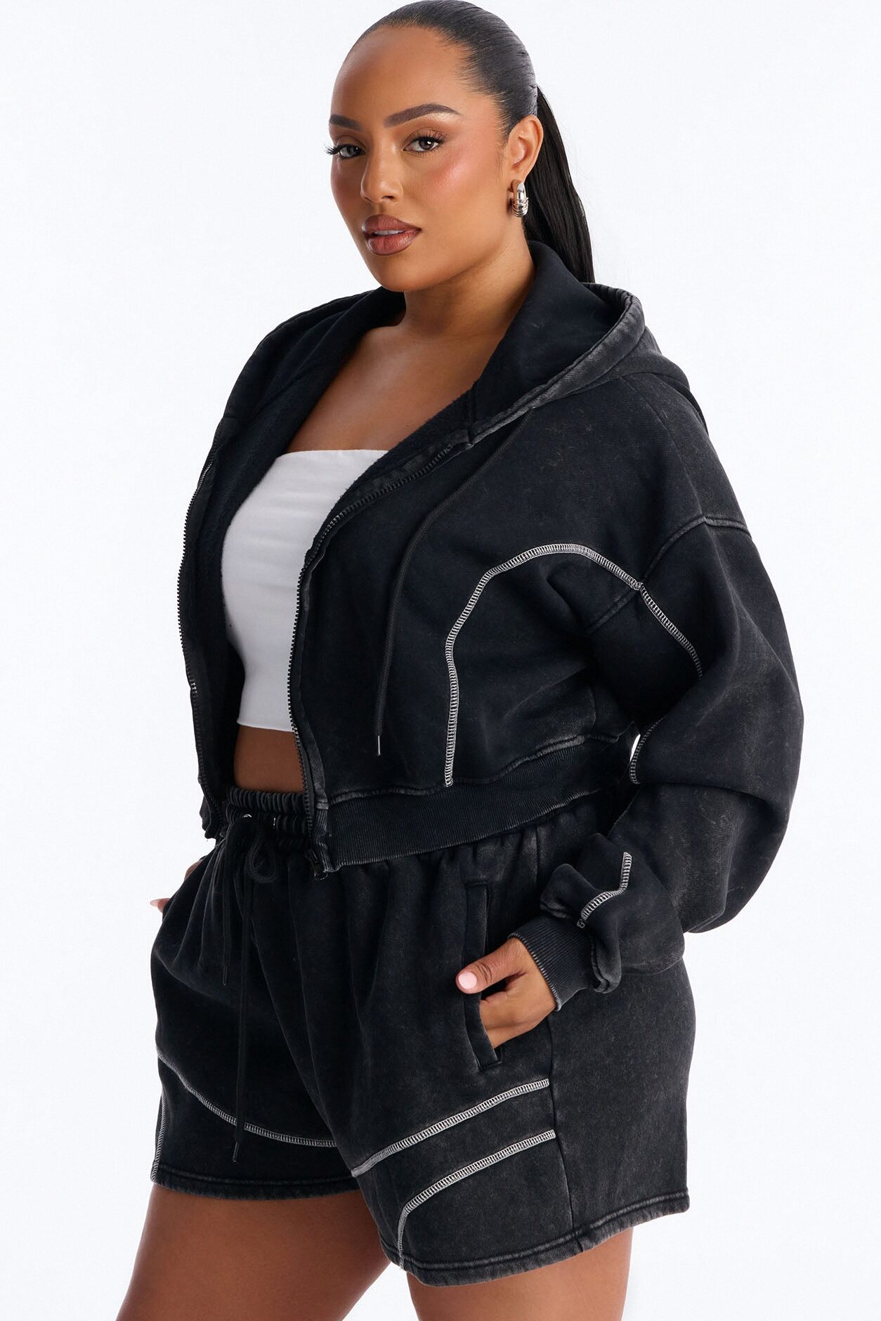 Norah Washed Lounge Short - Black