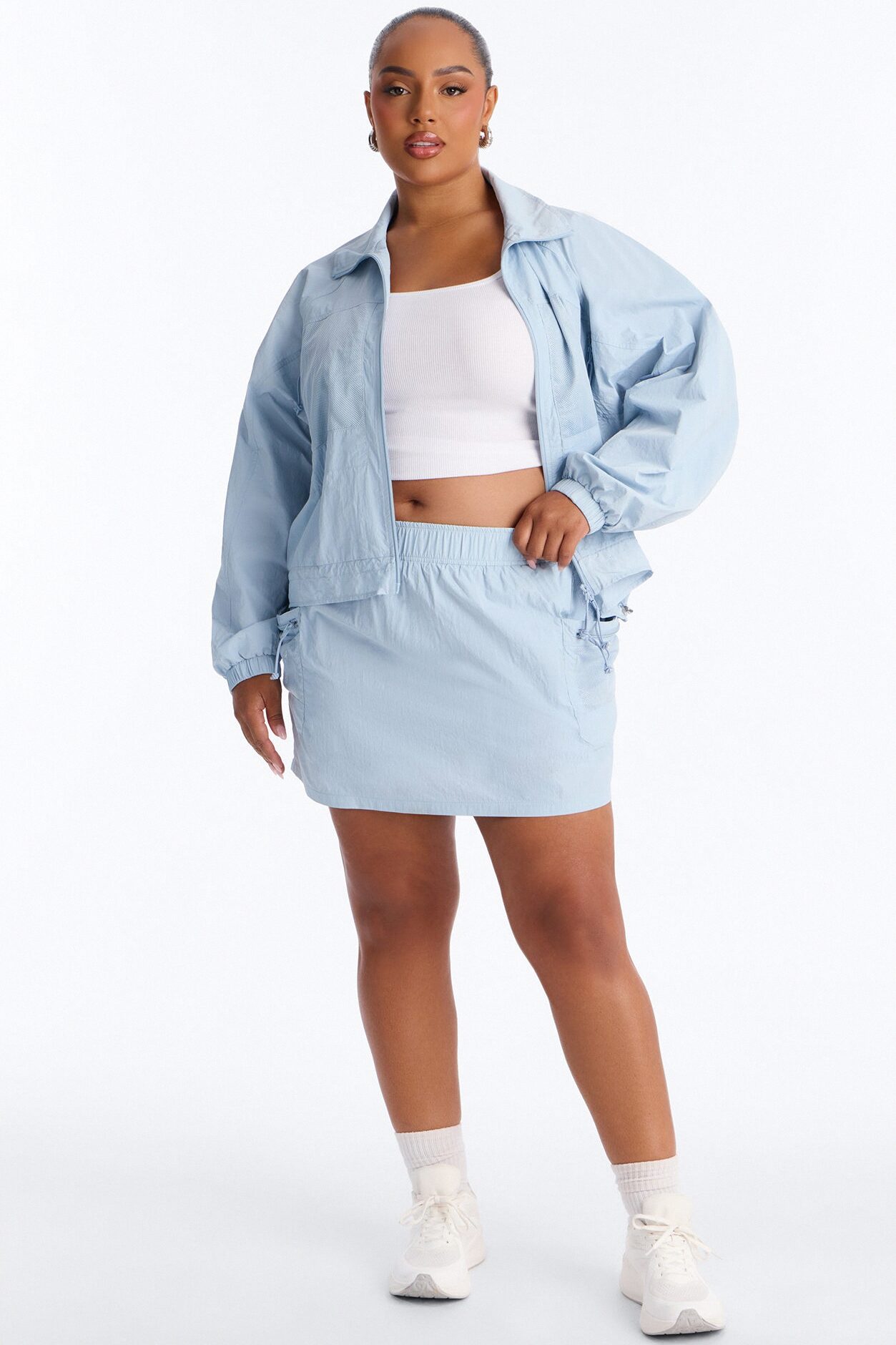 Stay Cool Windbreaker Mini Skirt - Blue