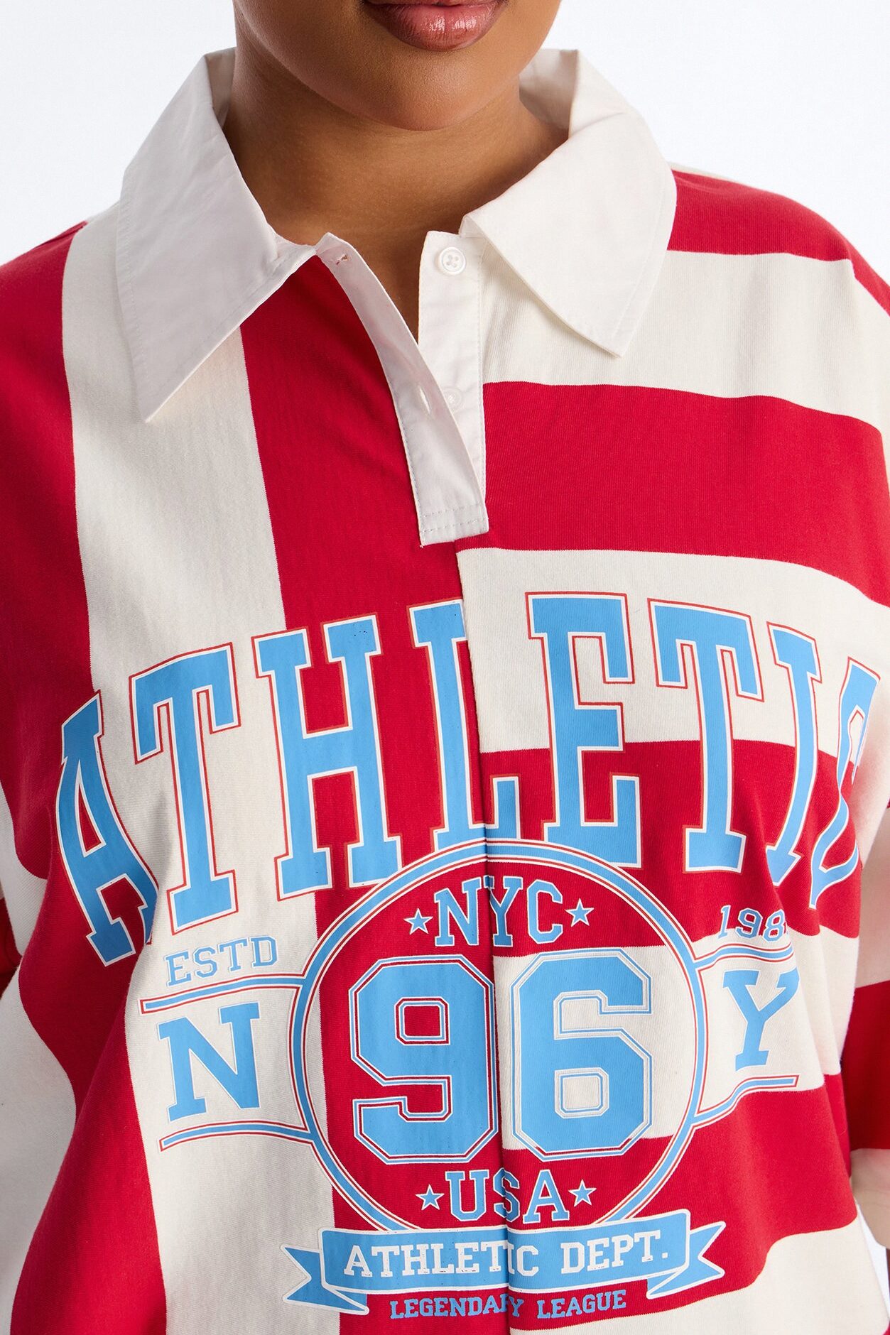 Athletic Oversized Polo - Red/White