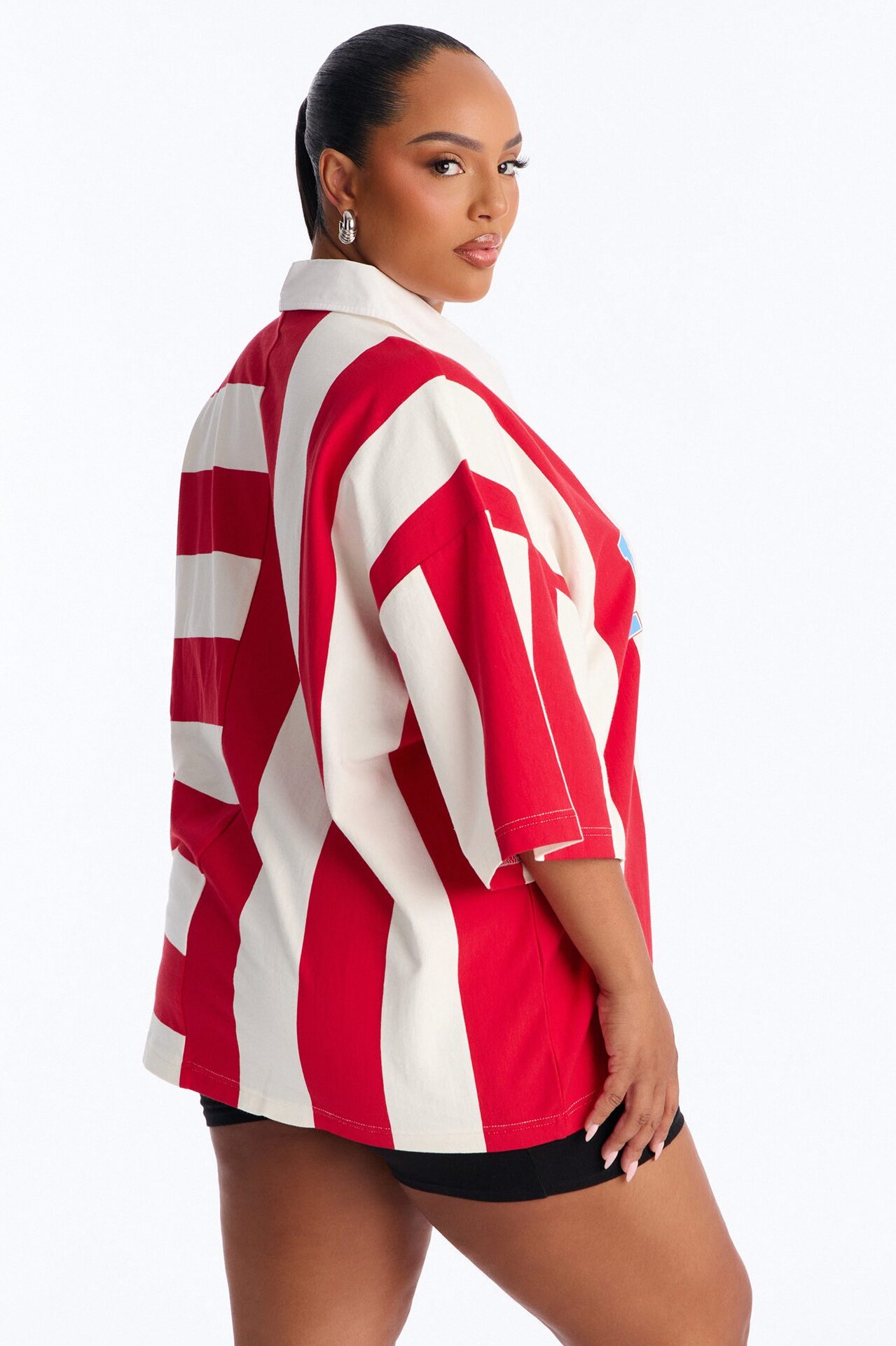 Athletic Oversized Polo - Red/White