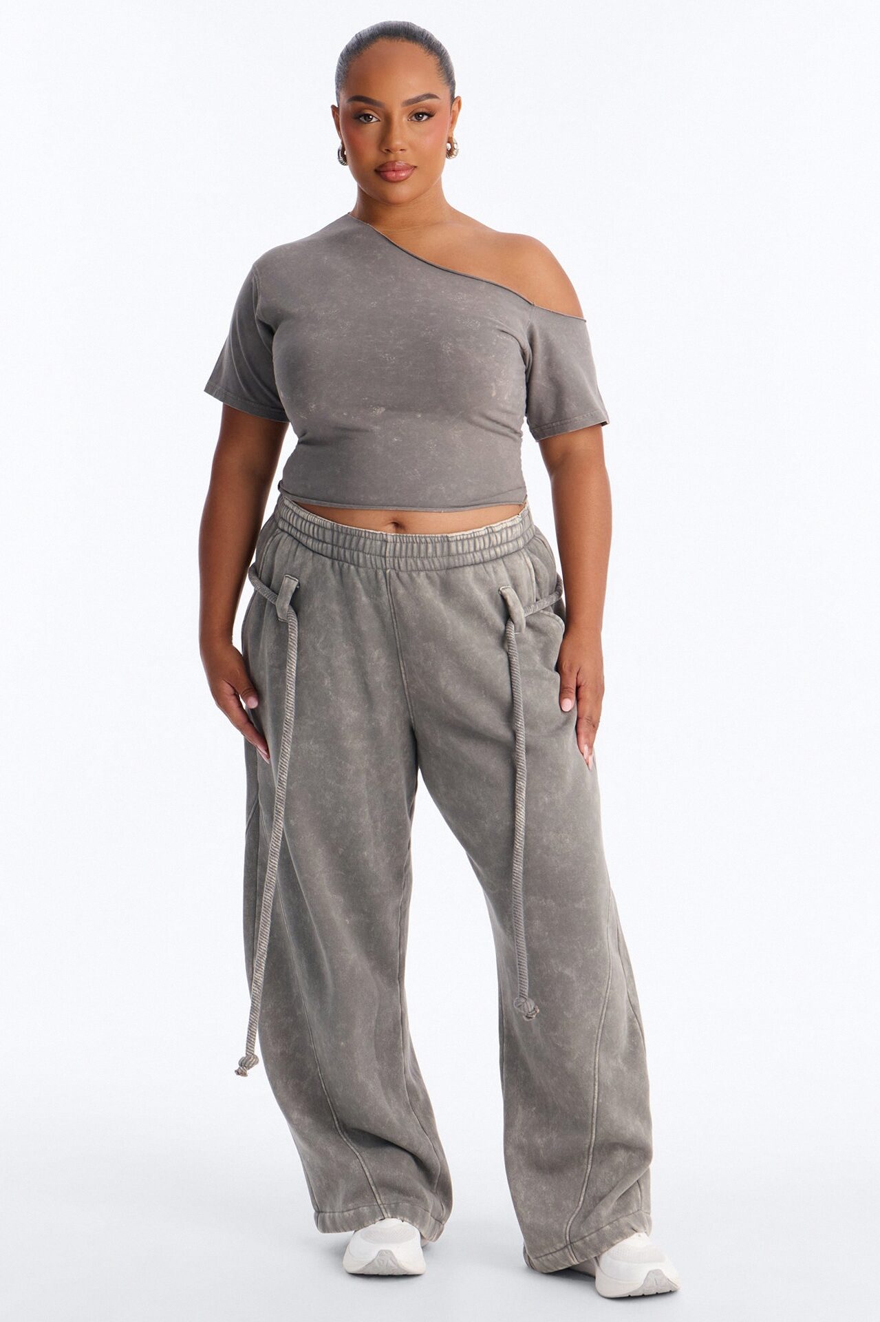 Mia Washed Fleece Pant Set - Moss