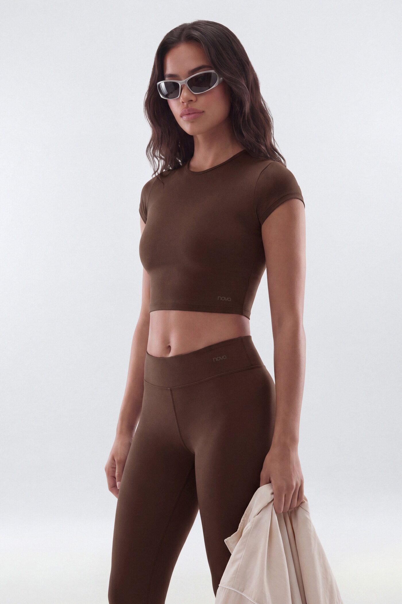 CloudForm™ Cap Sleeve Active Crop Top - Brown
