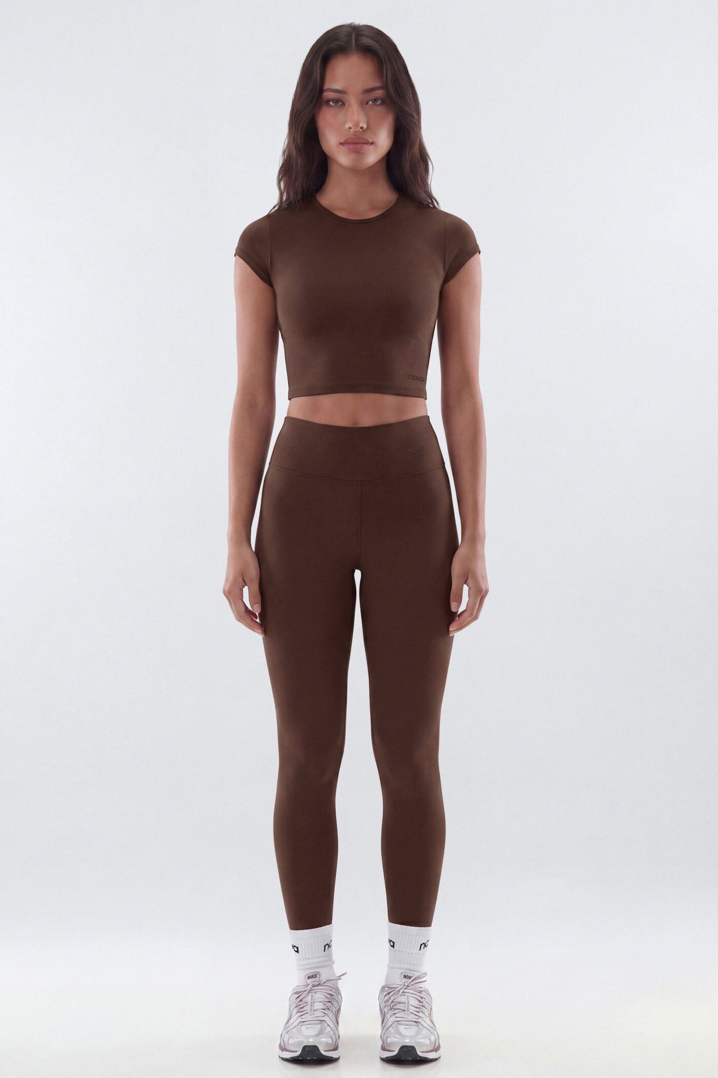 CloudForm™ Cap Sleeve Active Crop Top - Brown