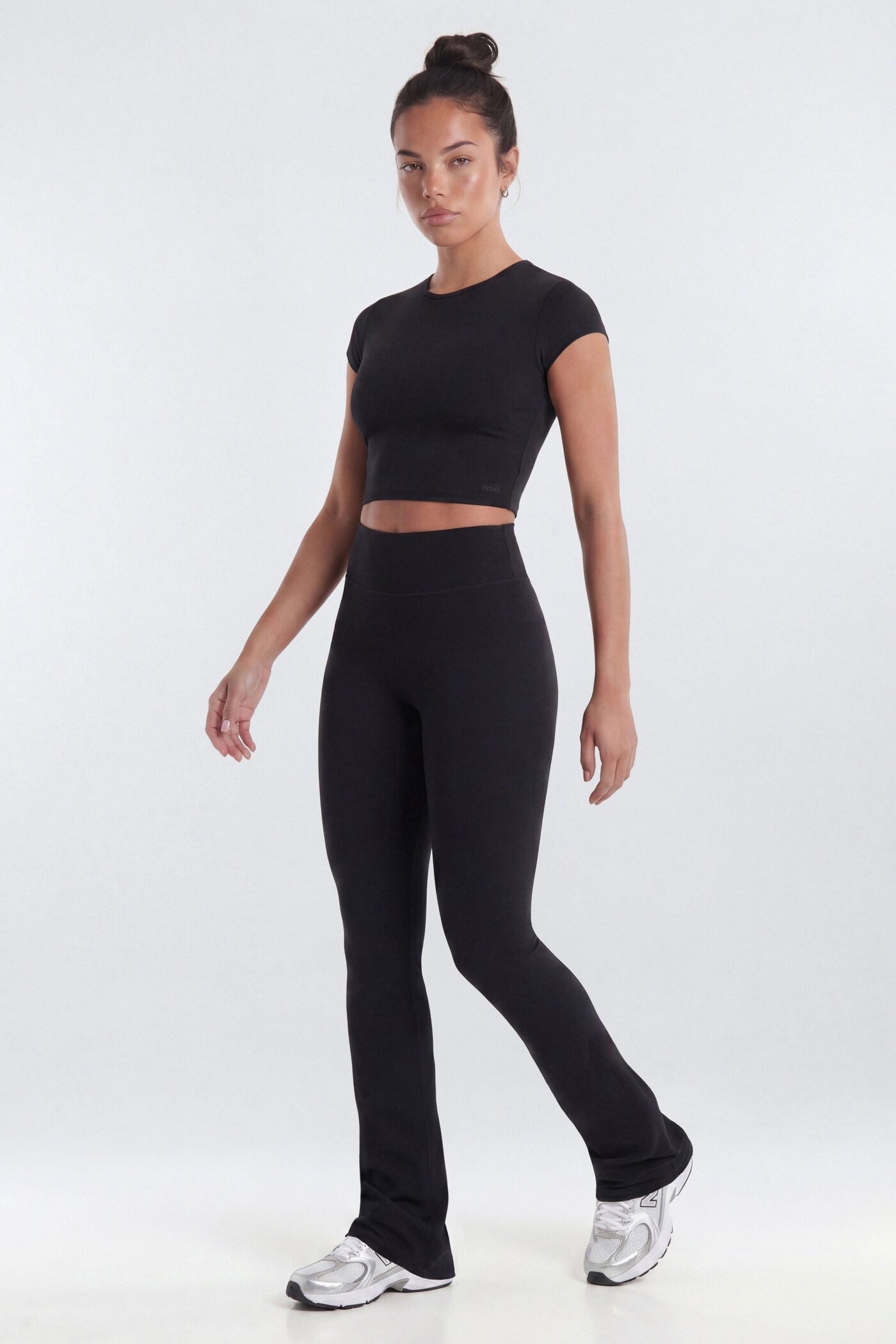 CloudForm™ Cap Sleeve Active Crop Top - Black