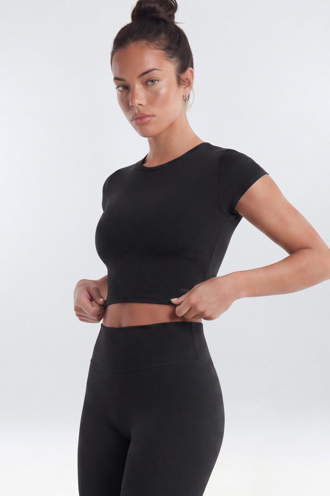 CloudForm™ Cap Sleeve Active Crop Top - Black