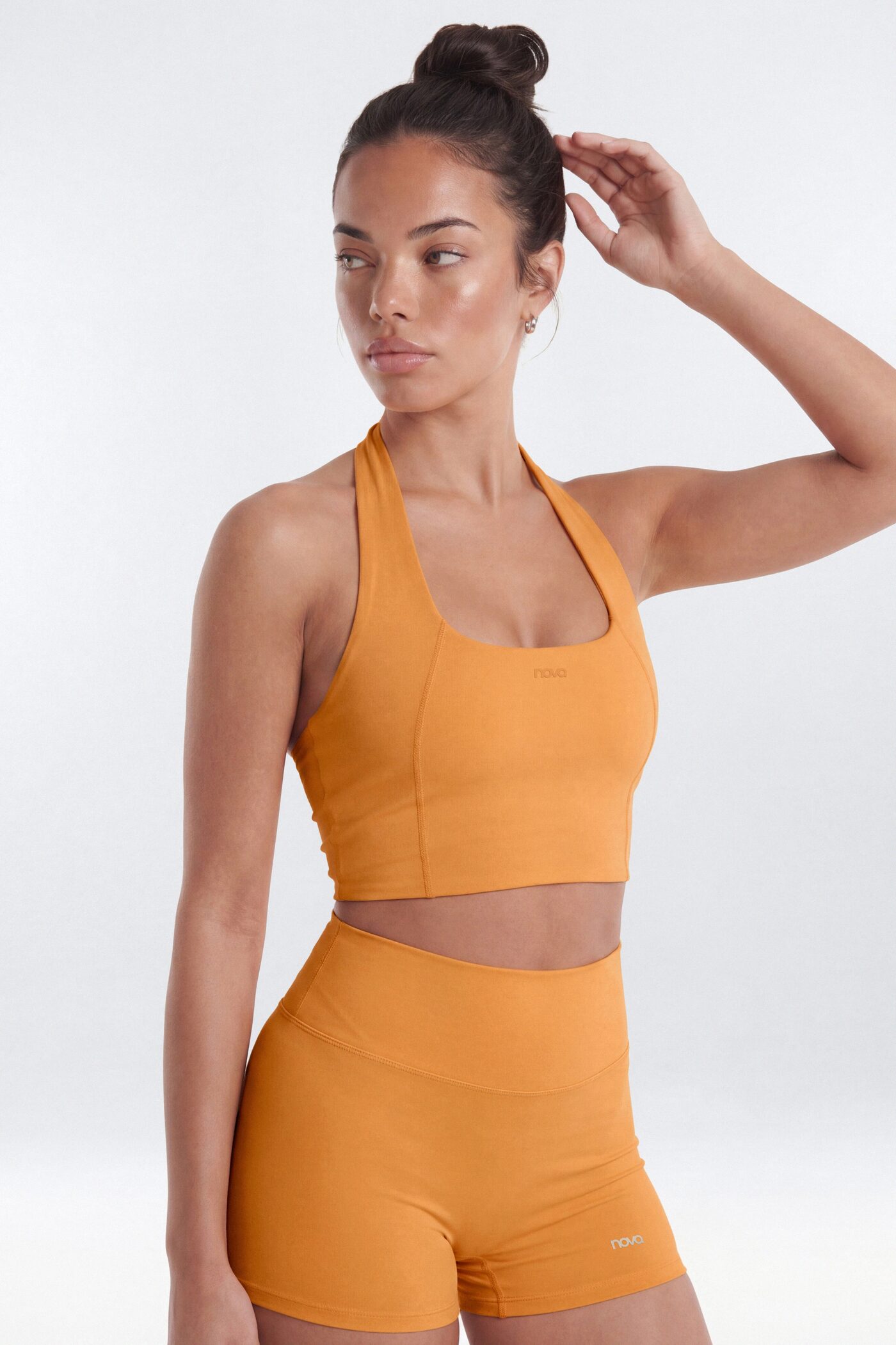 CloudForm™ Scoop Neck Active Halter Top - Tangerine