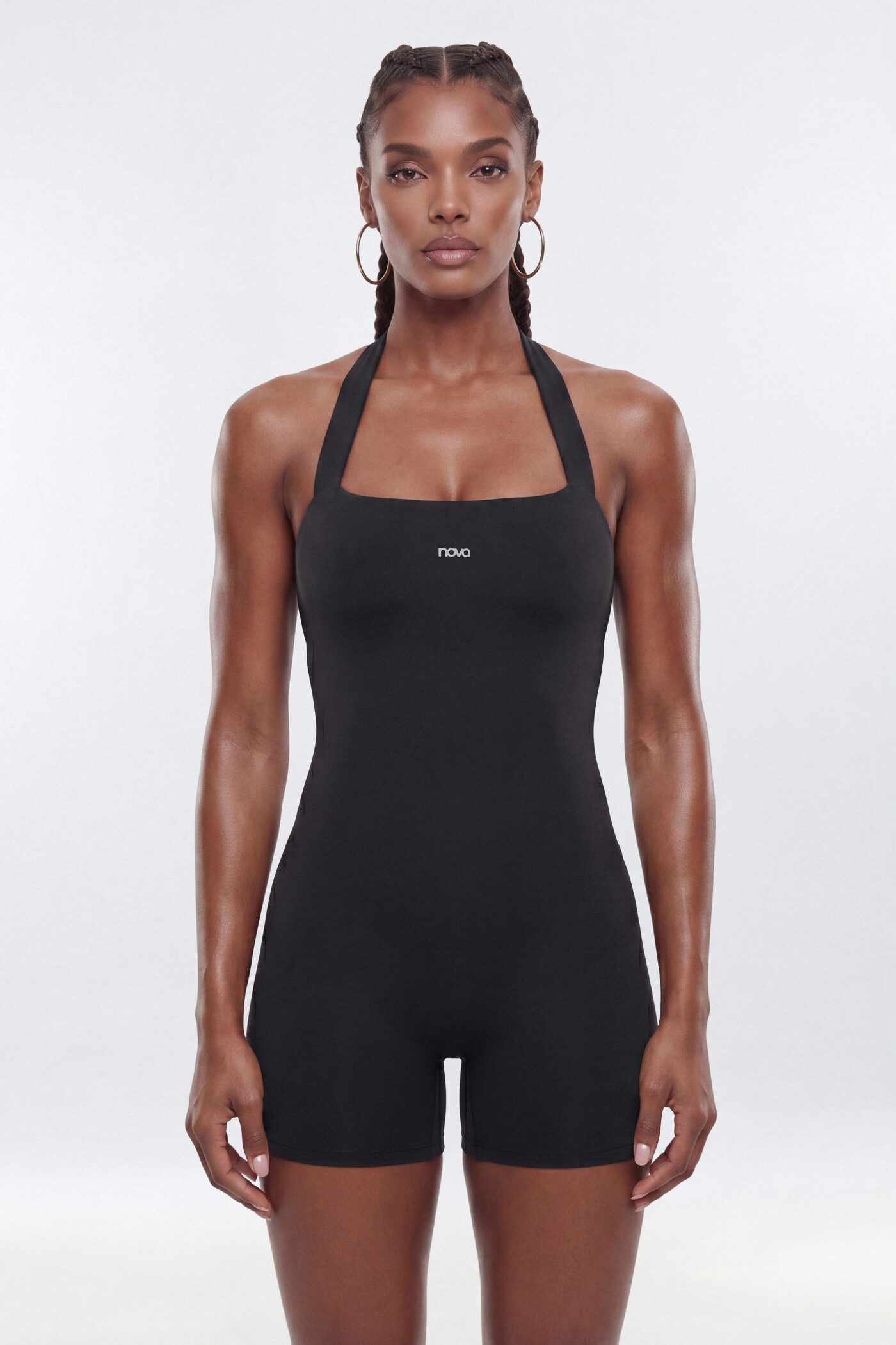 CloudForm™ 3″ Halter Romper - Black