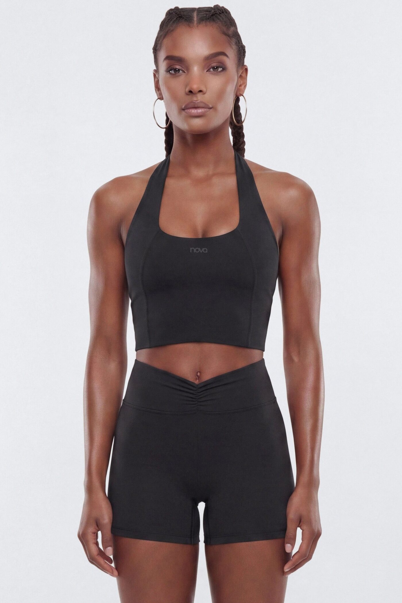 CloudForm™ Scoop Neck Active Halter Top - Black