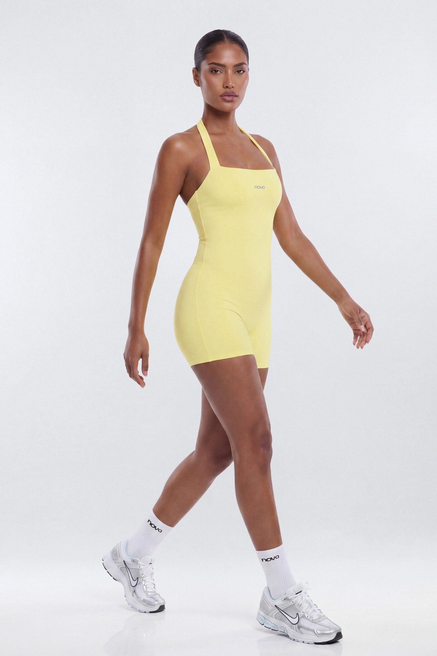 CloudForm™ 3″ Halter Romper - Yellow