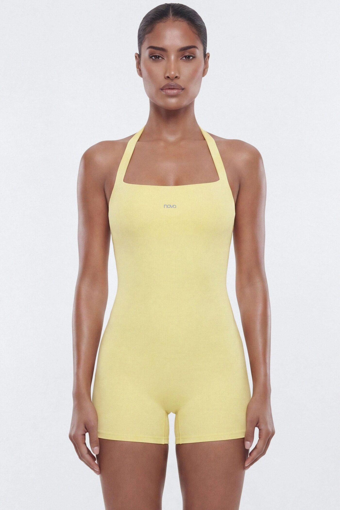 CloudForm™ 3″ Halter Romper - Yellow