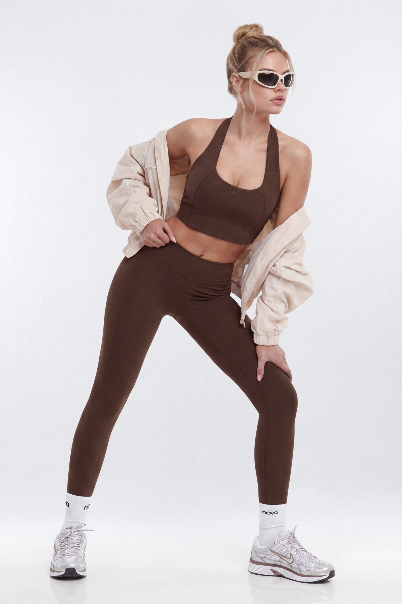 CloudForm™ Scoop Neck Active Halter Top - Brown
