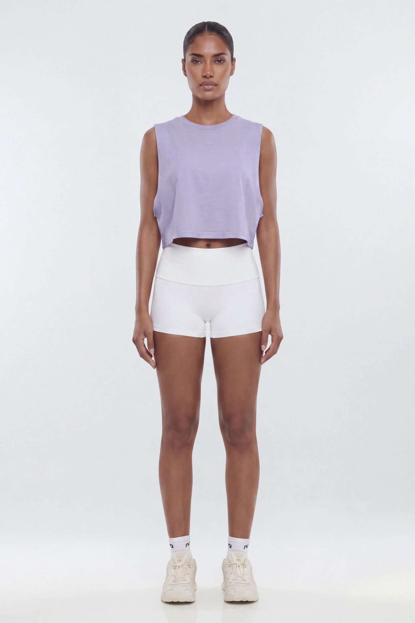 Cotton Jersey Muscle Tank Top - Dusty Lavender