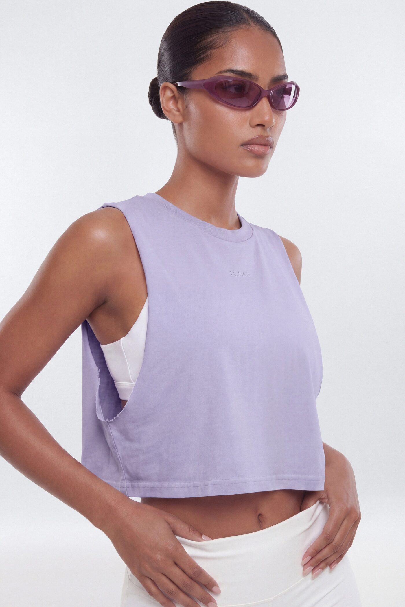 Cotton Jersey Muscle Tank Top - Dusty Lavender