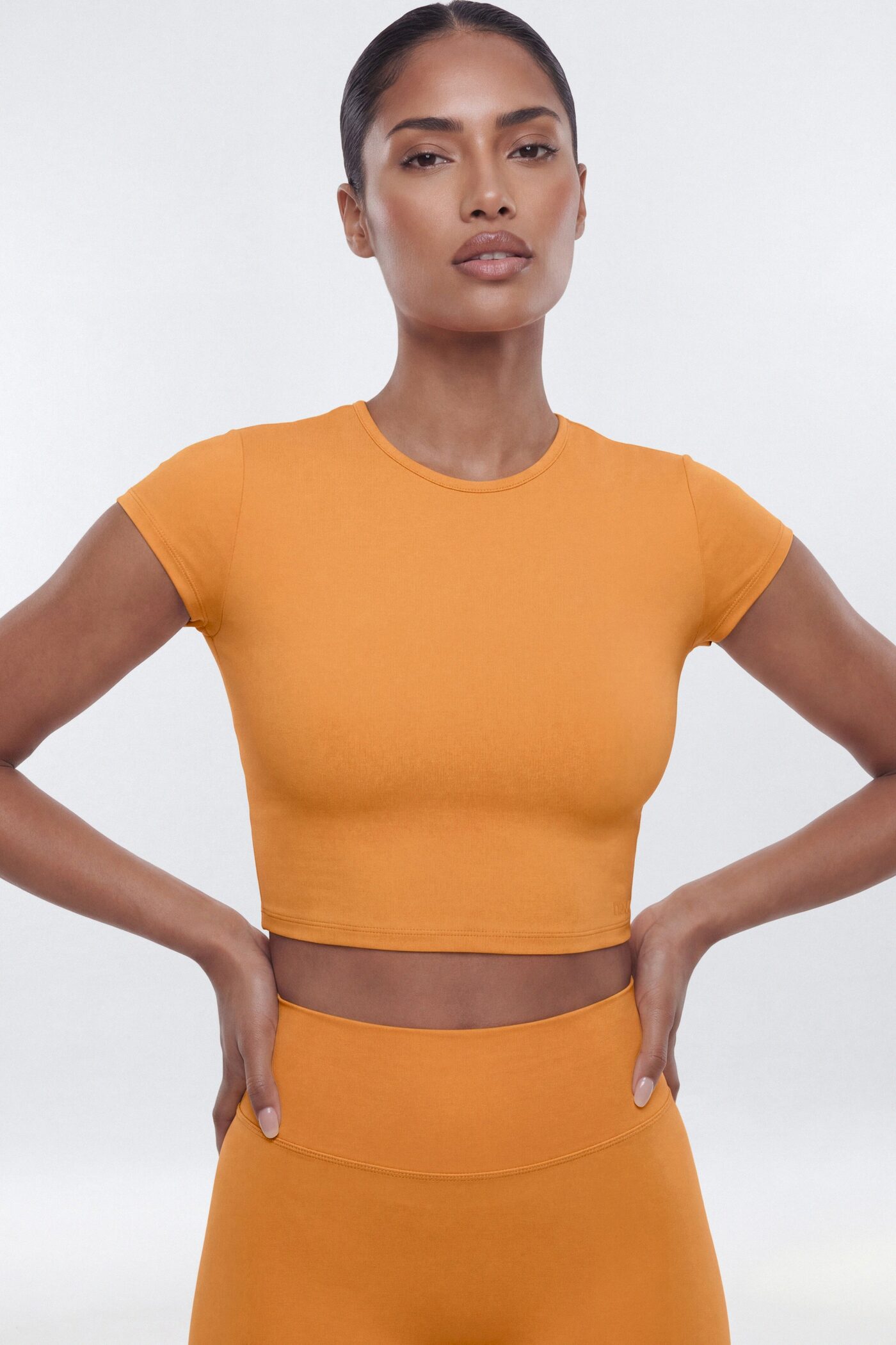 CloudForm™ Cap Sleeve Active Crop Top - Tangerine