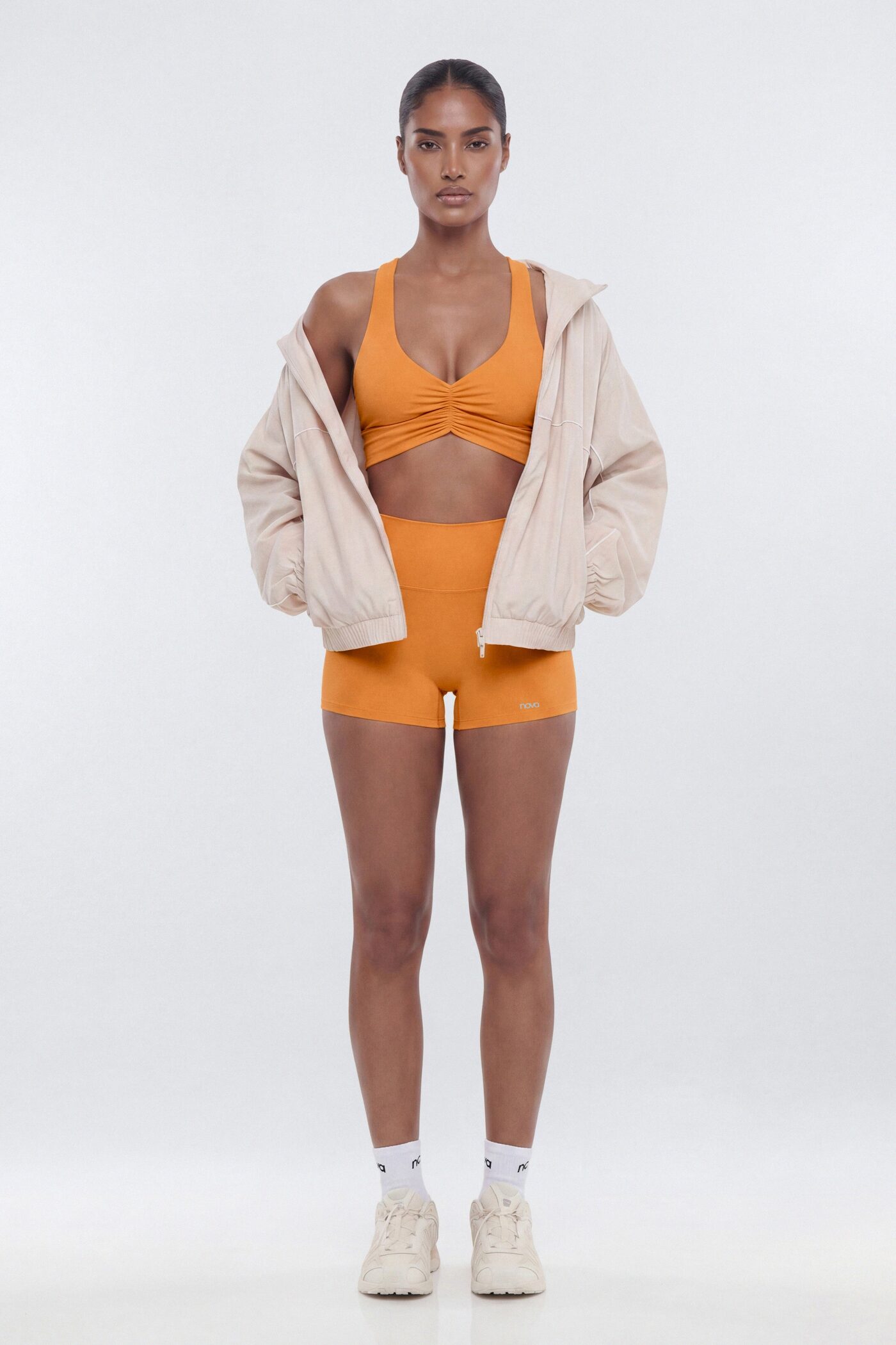 CloudForm™ Ruched Sports Bra - Tangerine
