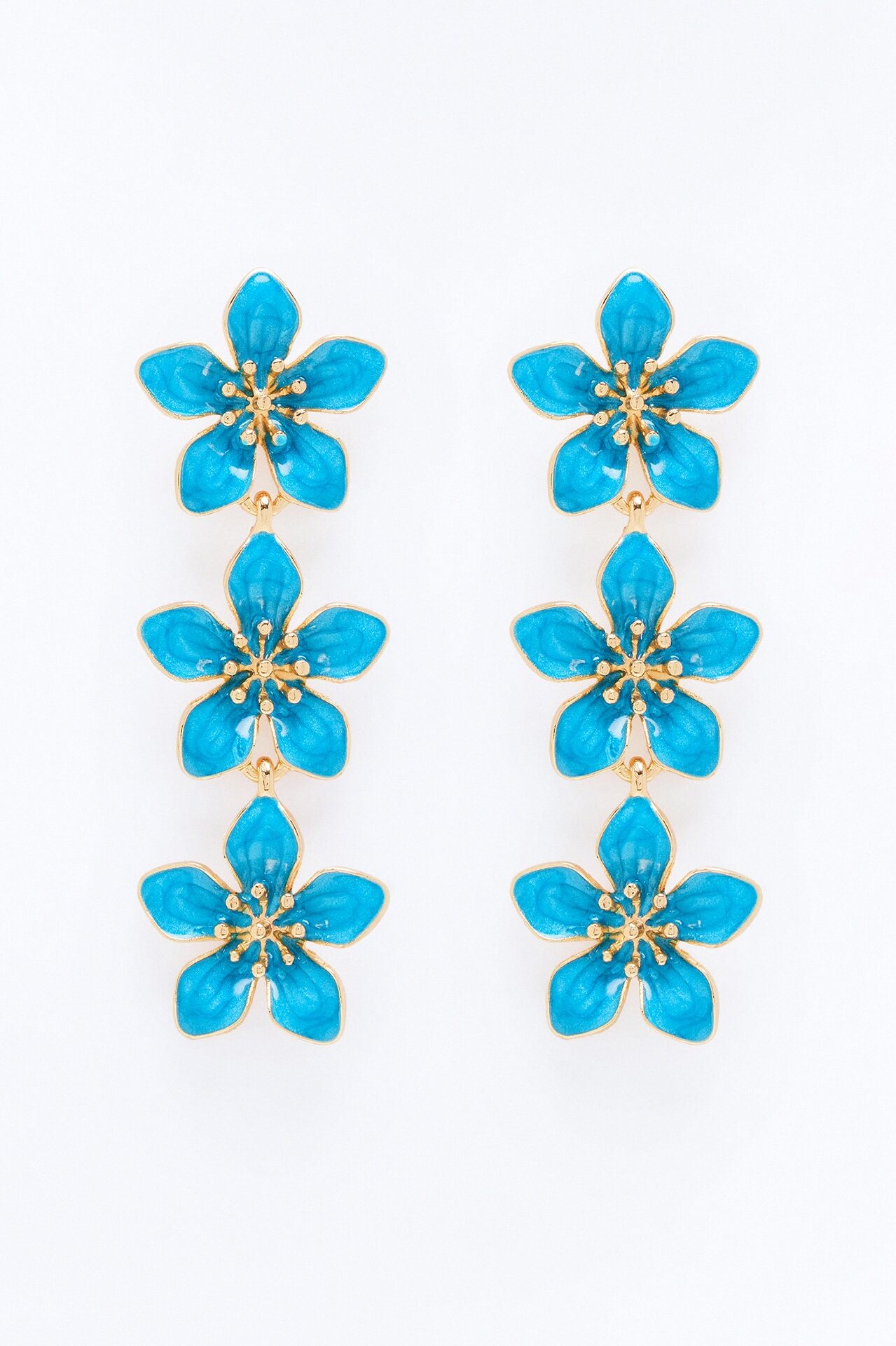 Keep Thriving Floral Linear Earrings - Blue