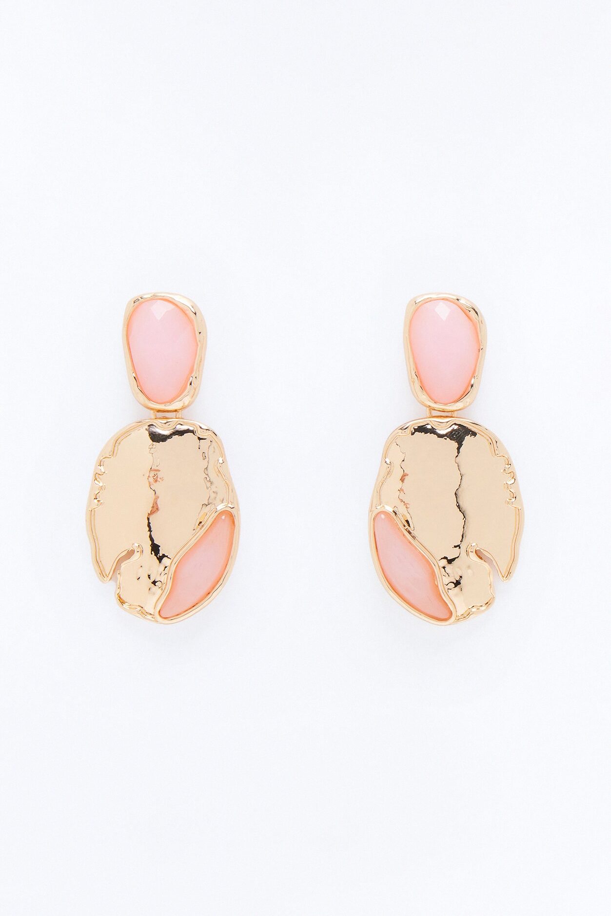 Take Me With You Jeweled Drop Earrings - Gold/Pink