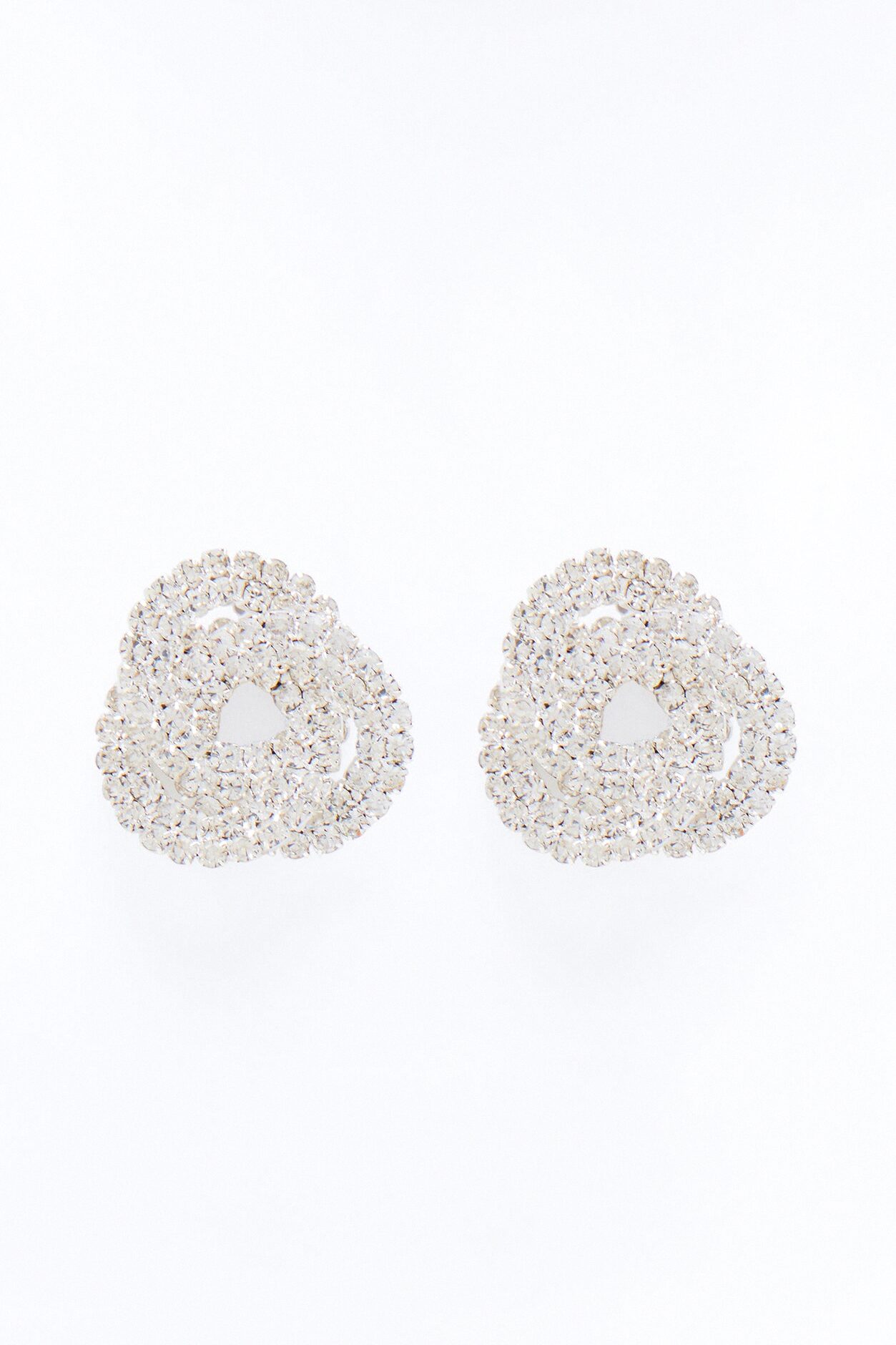 Regal Rhinestone Stud Earrings - Silver