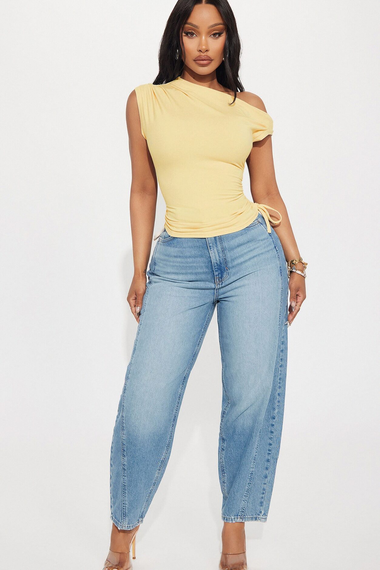 Vera One Shoulder Top - Butter Yellow