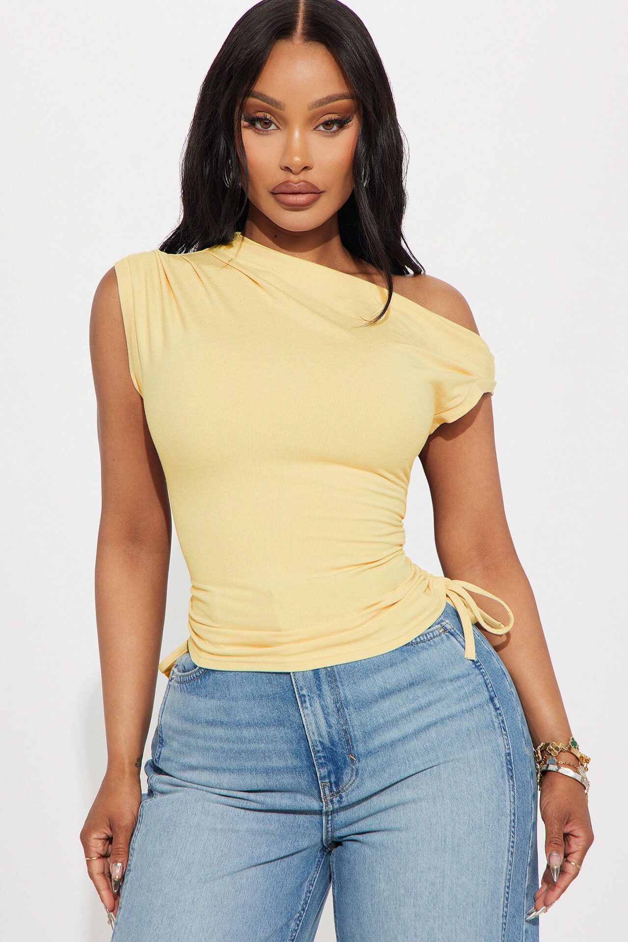 Vera One Shoulder Top - Butter Yellow