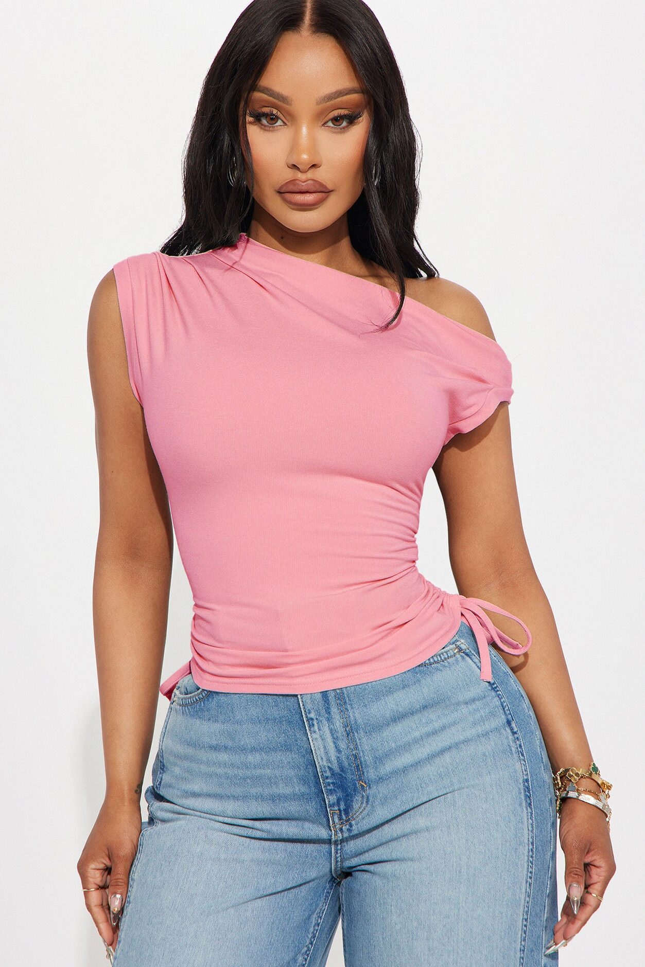 Vera One Shoulder Top - Pink