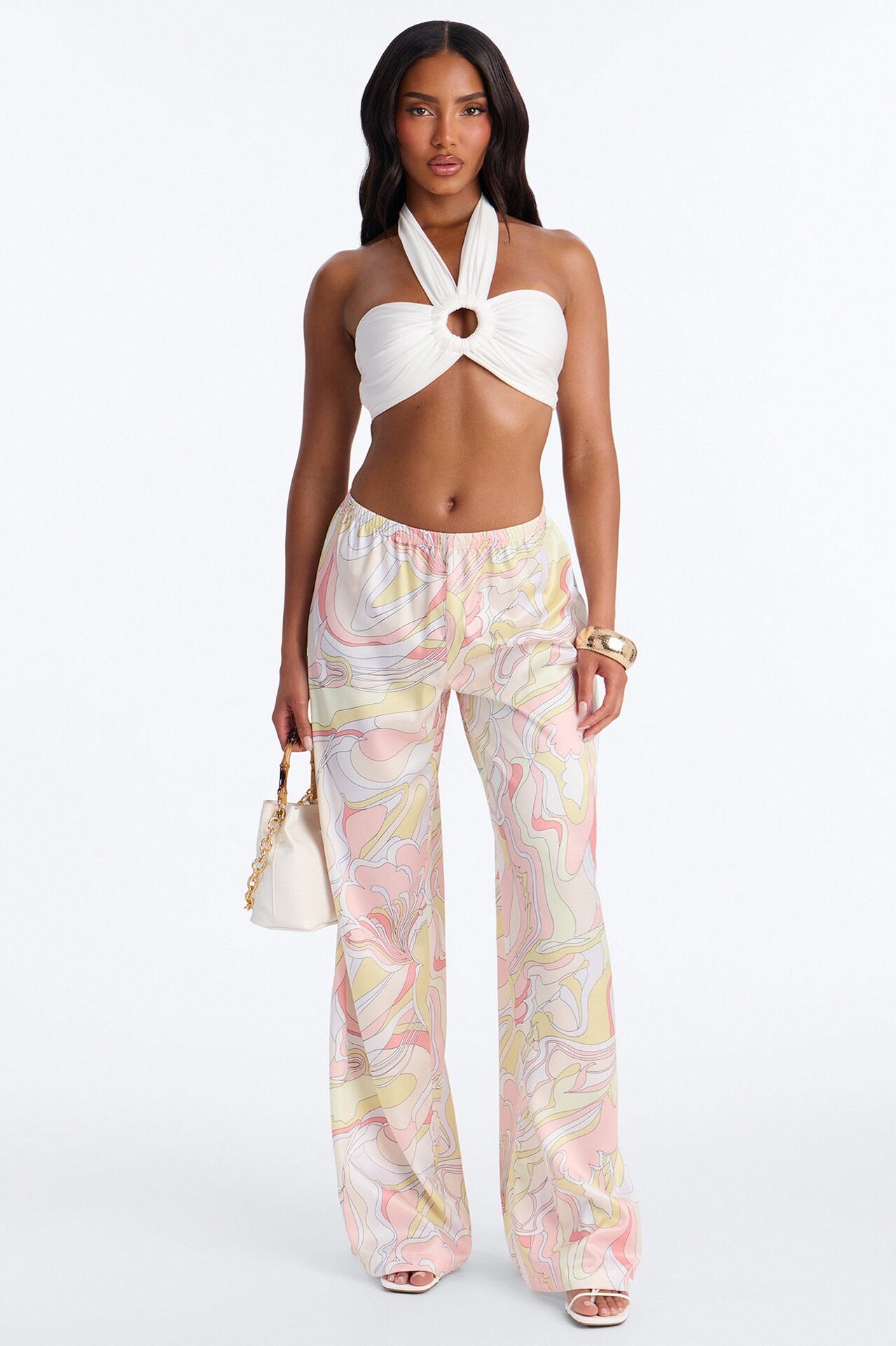 Cordelia Mid Rise Printed Wide Leg Pant - Yellow/combo