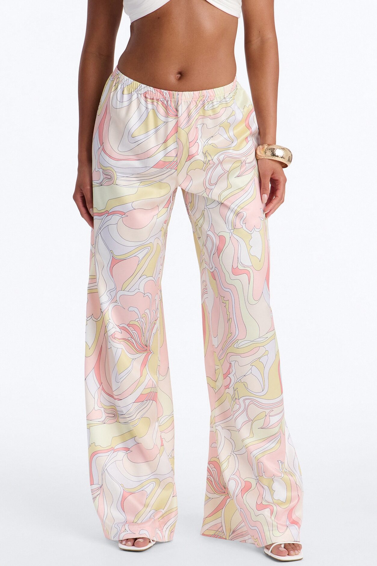 Cordelia Mid Rise Printed Wide Leg Pant - Yellow/combo