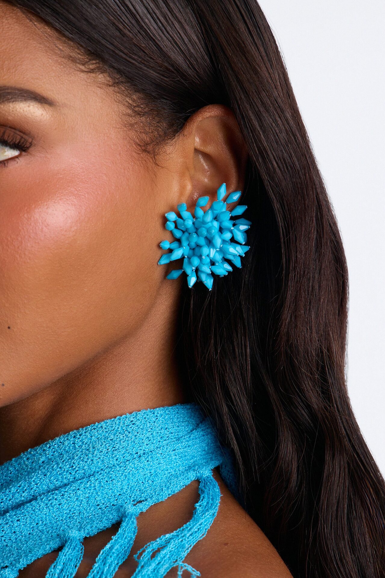 Feel The Rush Beaded Drop Earrings - Turquoise
