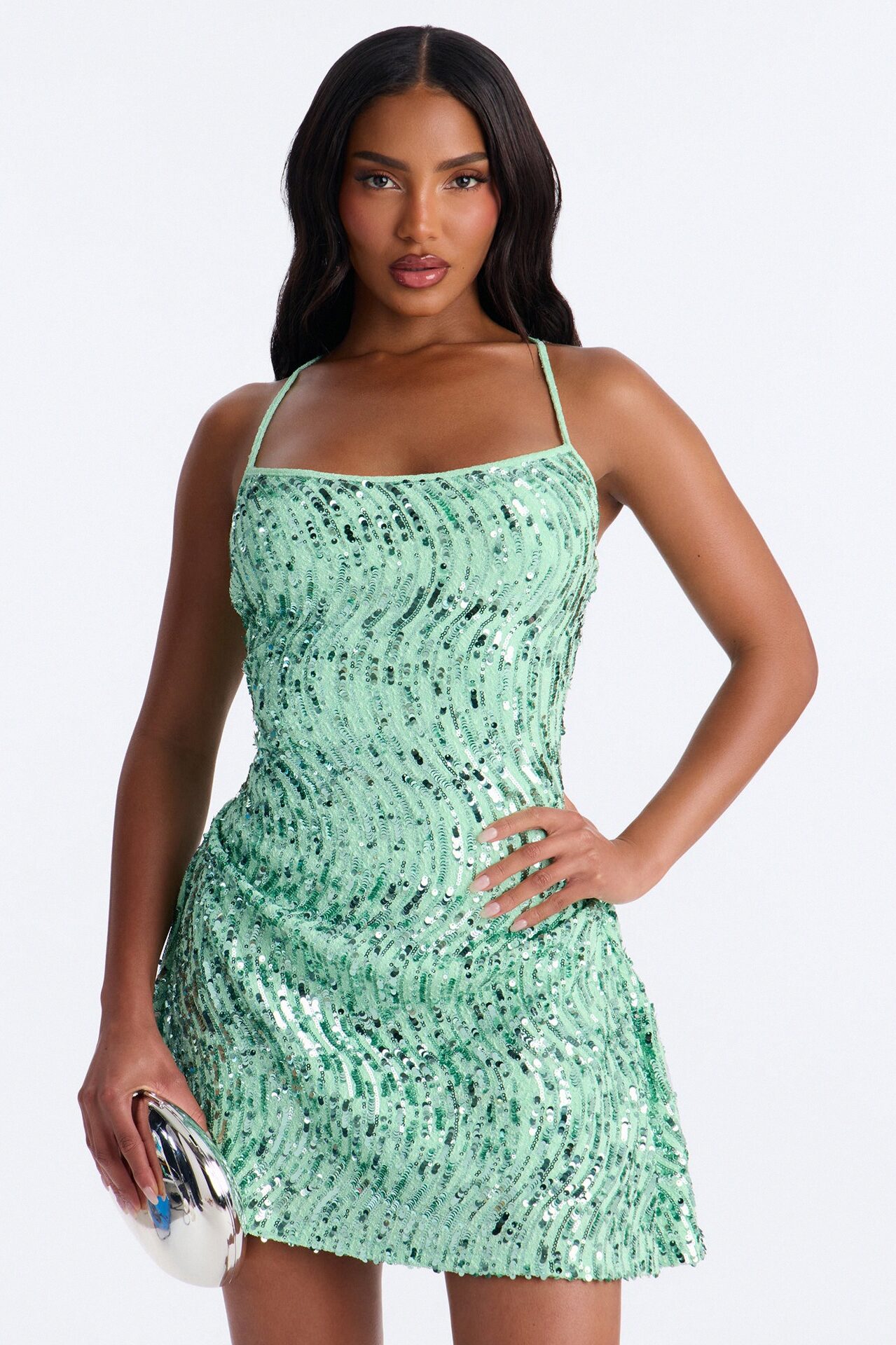 Pretty And Petty Sequin Mini Dress - Green