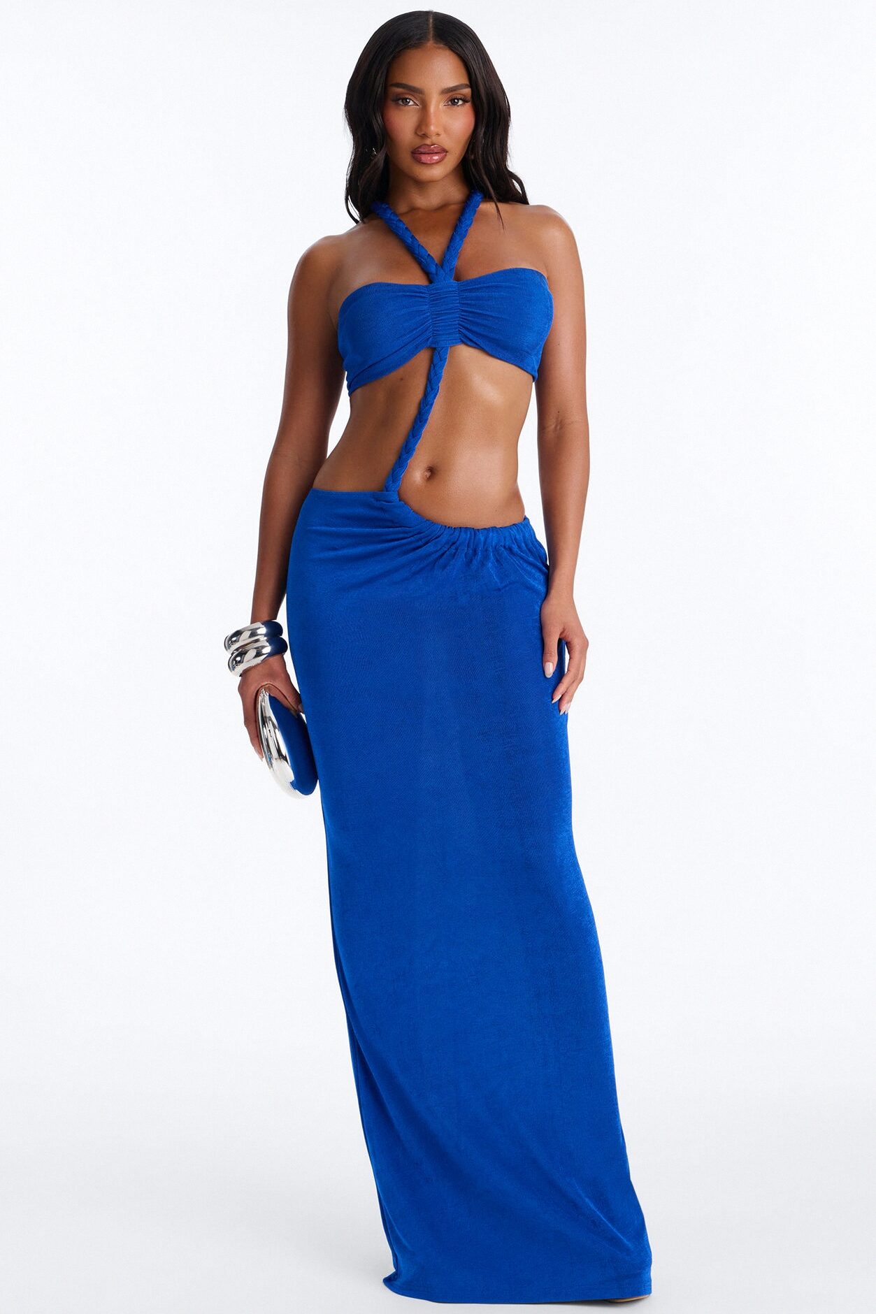 Bella Twist Slinky Maxi Dress - Royal
