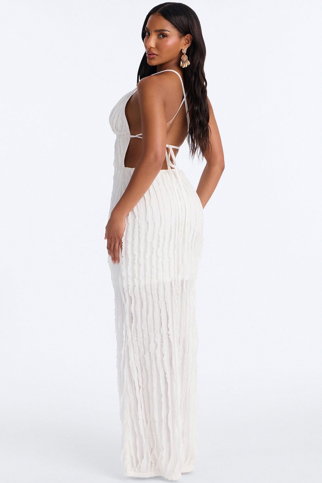 Like No Other Textured Maxi Dress - White