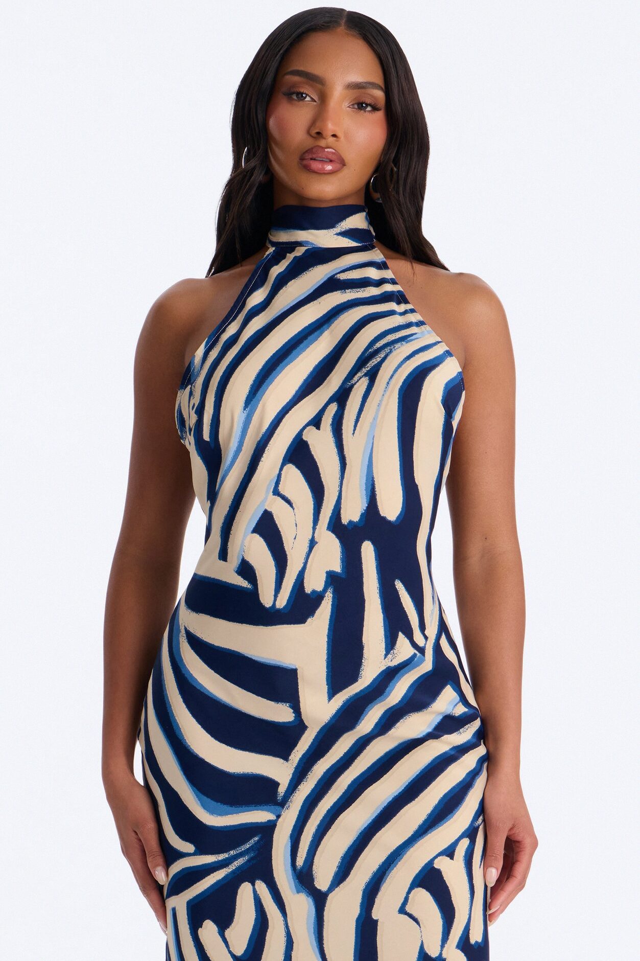 Gigi Halter Chiffon Maxi Dress - Blue/combo