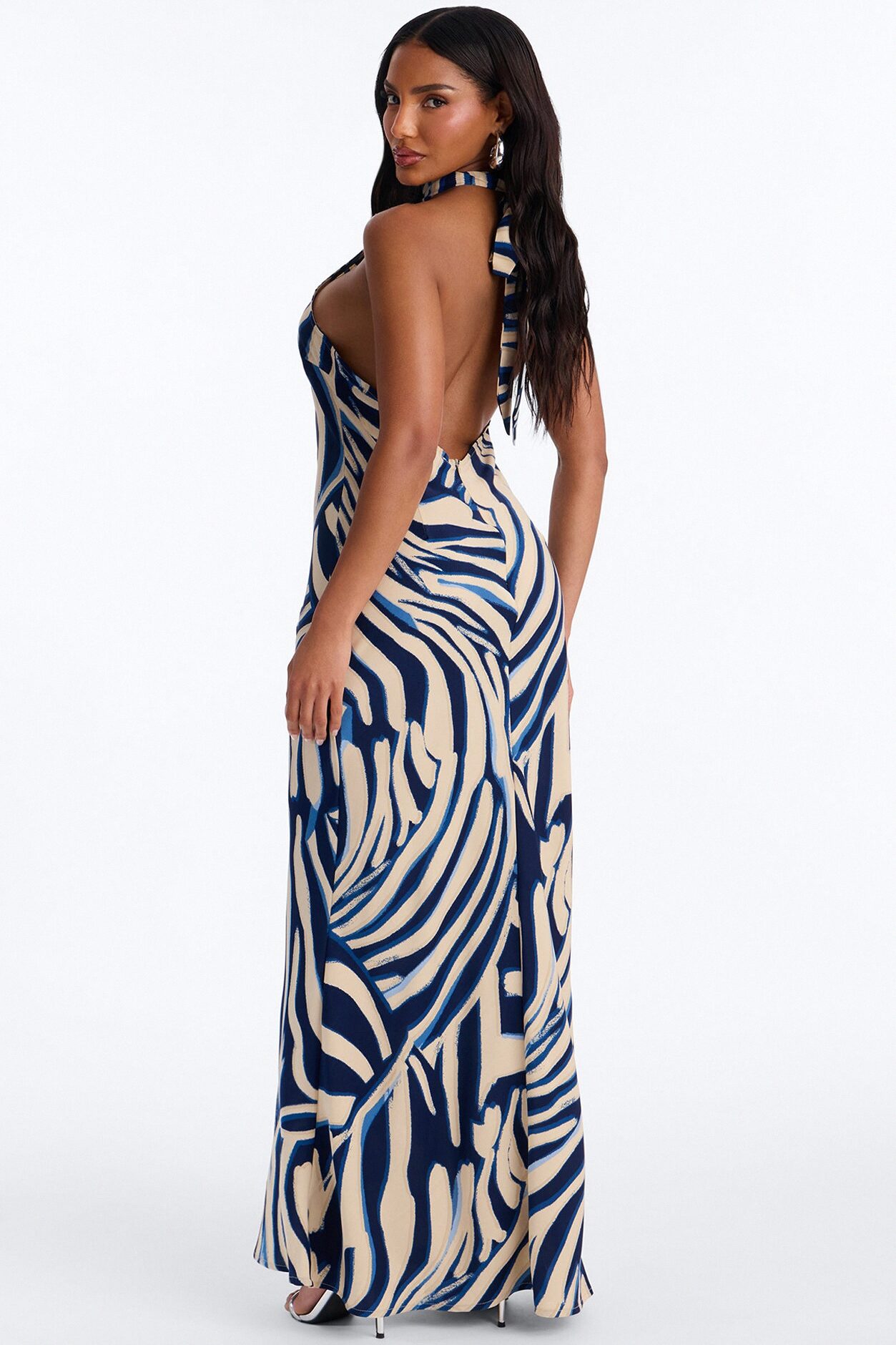 Gigi Halter Chiffon Maxi Dress - Blue/combo