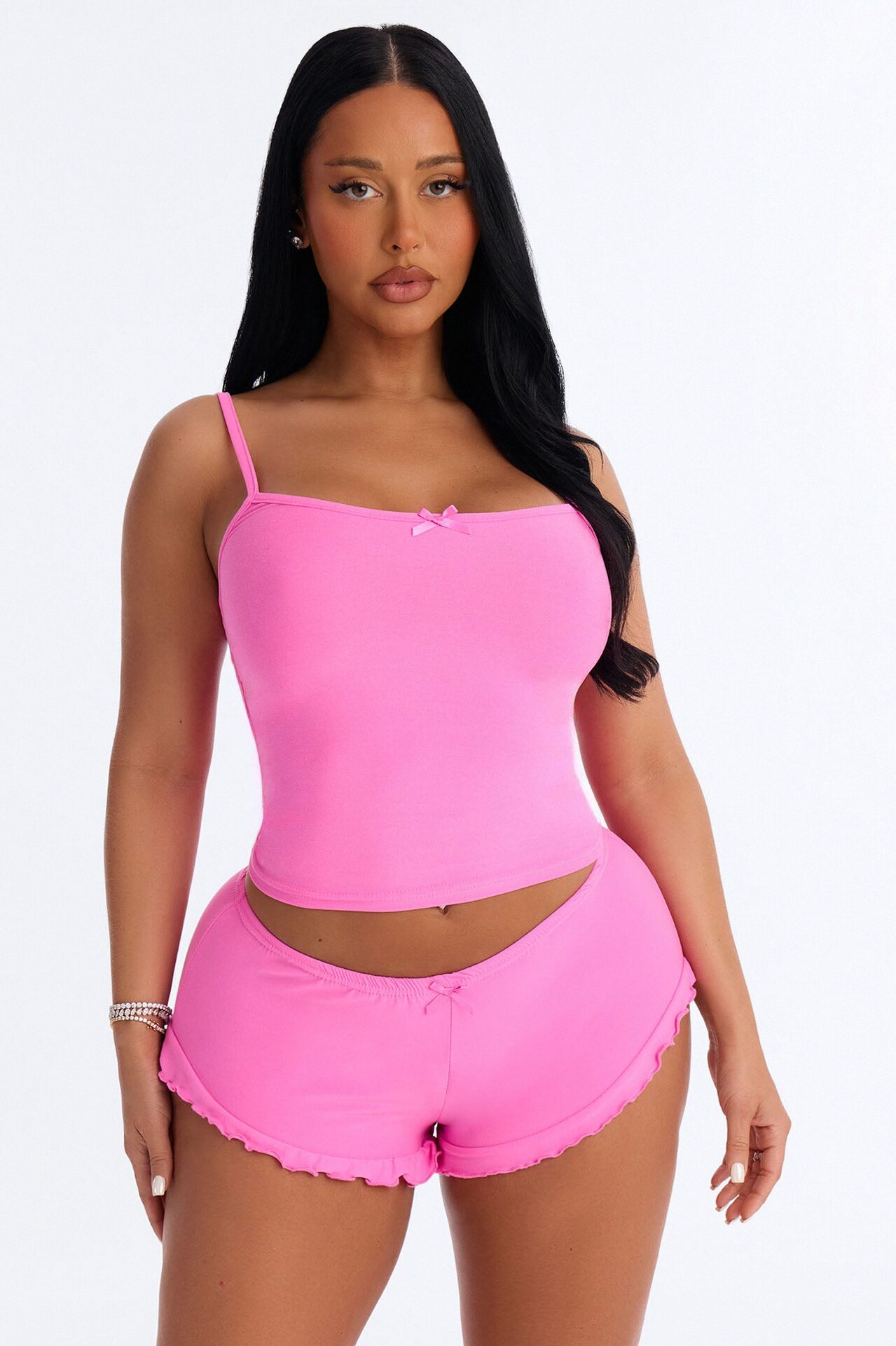 Rest And Be Thankful PJ Short Set - Hot Pink