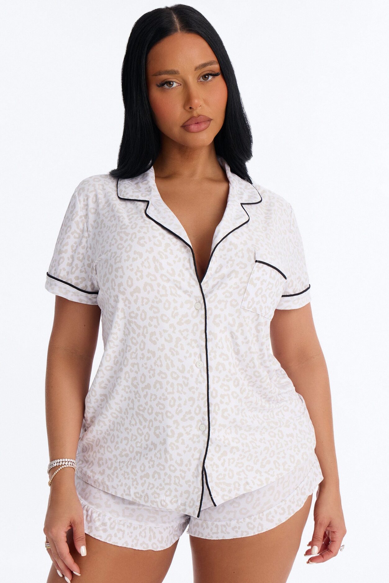 Bride Ready Notch Collar PJ Short Set - White
