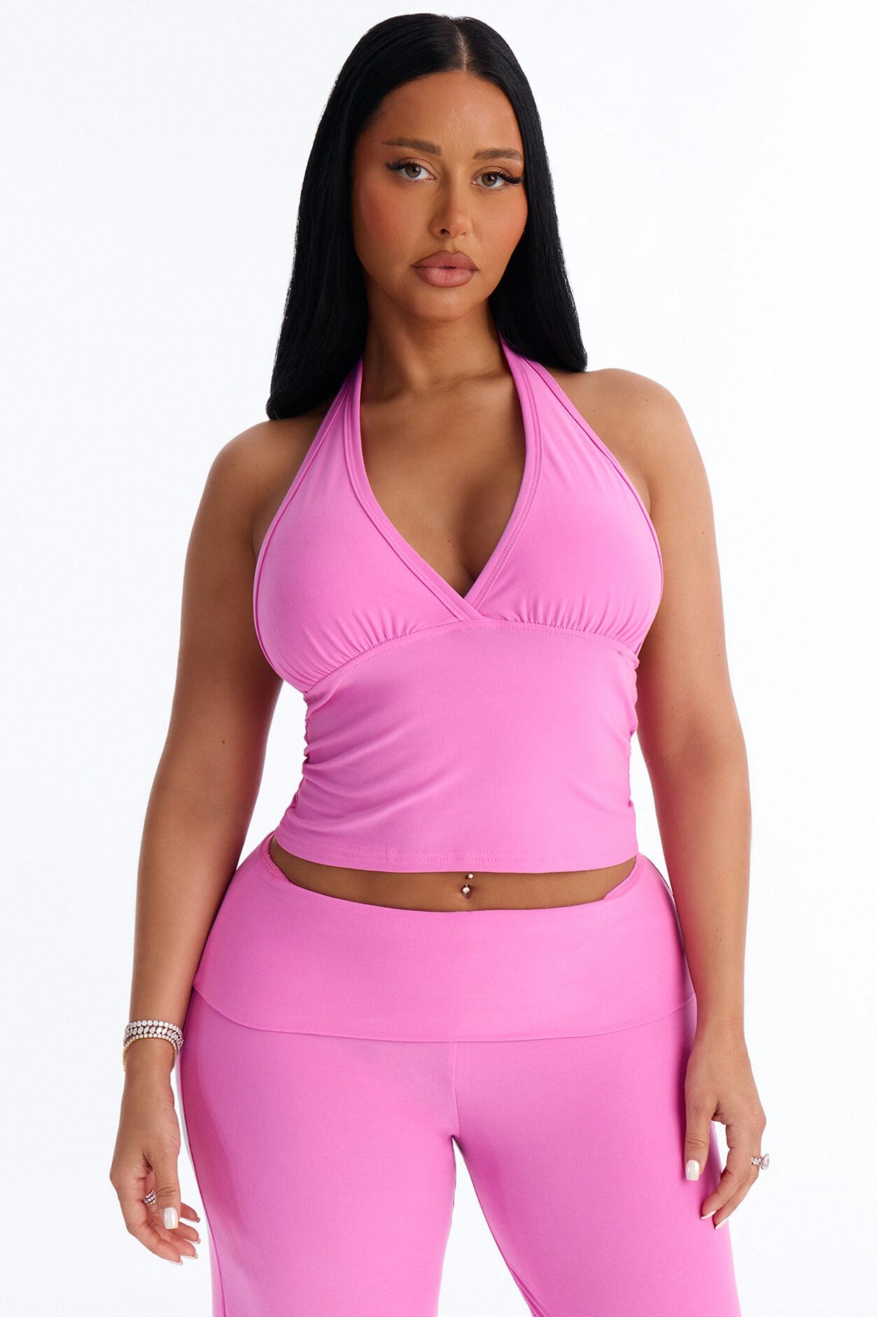 Stay Cozy Halter PJ Pant Set - Pink