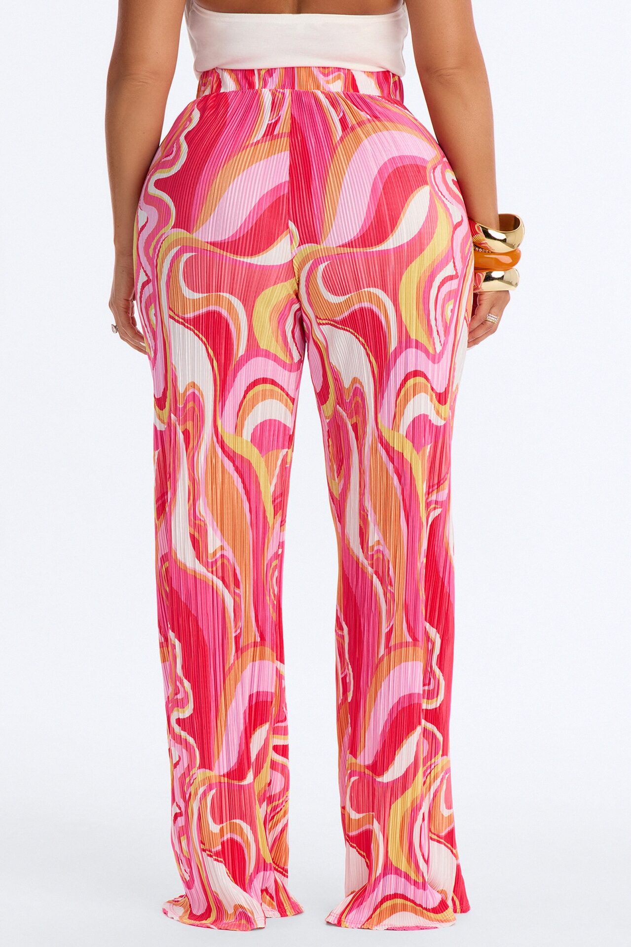 Pure Bliss Printed Plisse Pant - Pink/combo