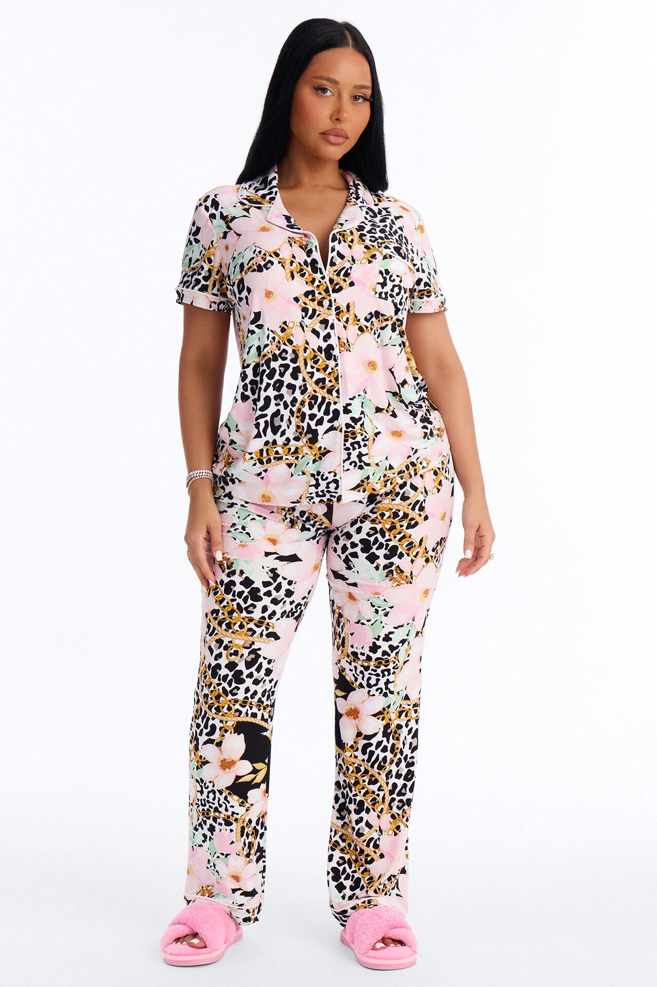 Late Night Floral PJ Pant Set - Black/combo